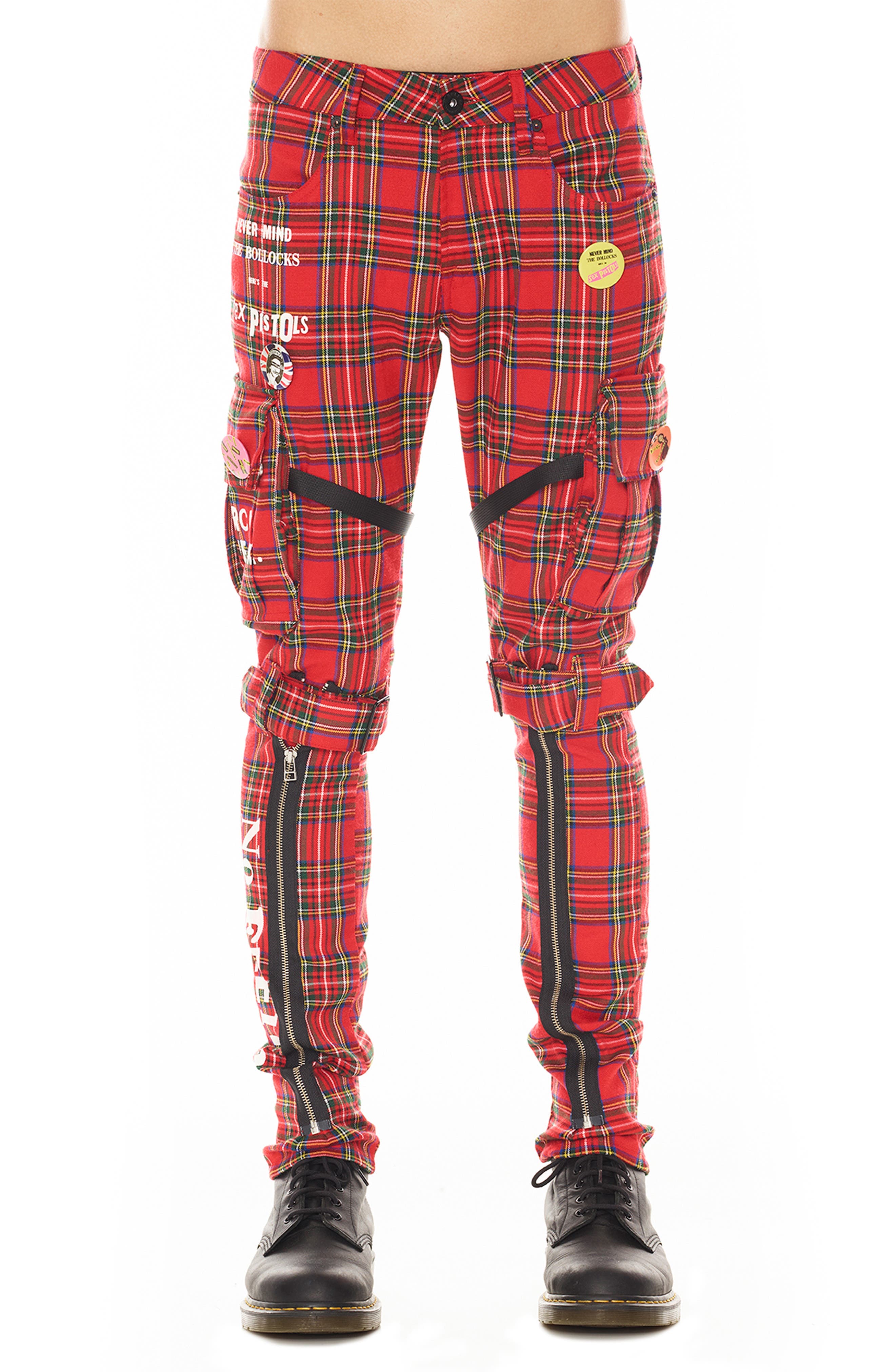 Rocker Sex Pistols Plaid Slim Leg Cargo Pants - image 1