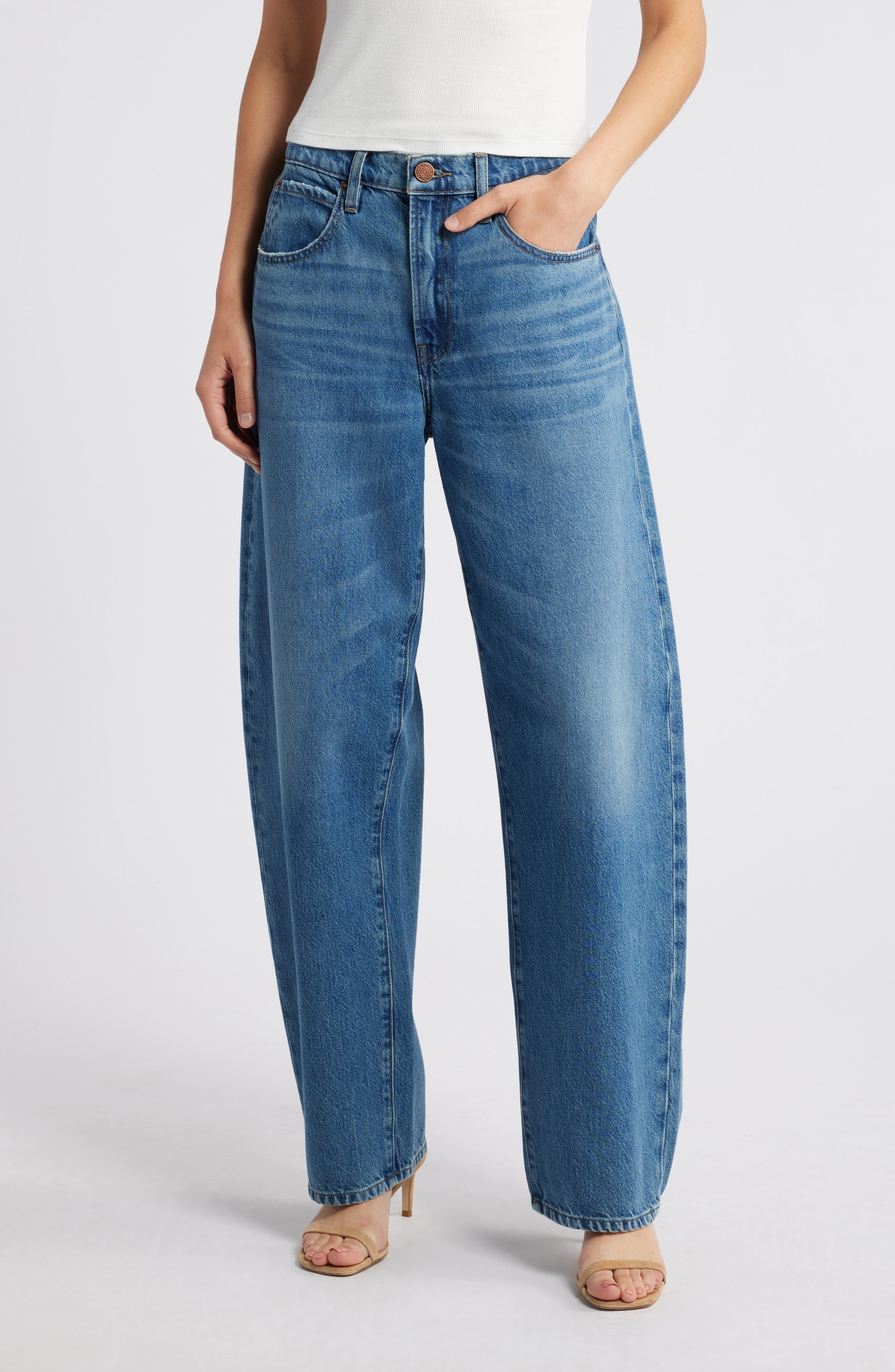 Low Slung Barrel Leg Jeans - image 1