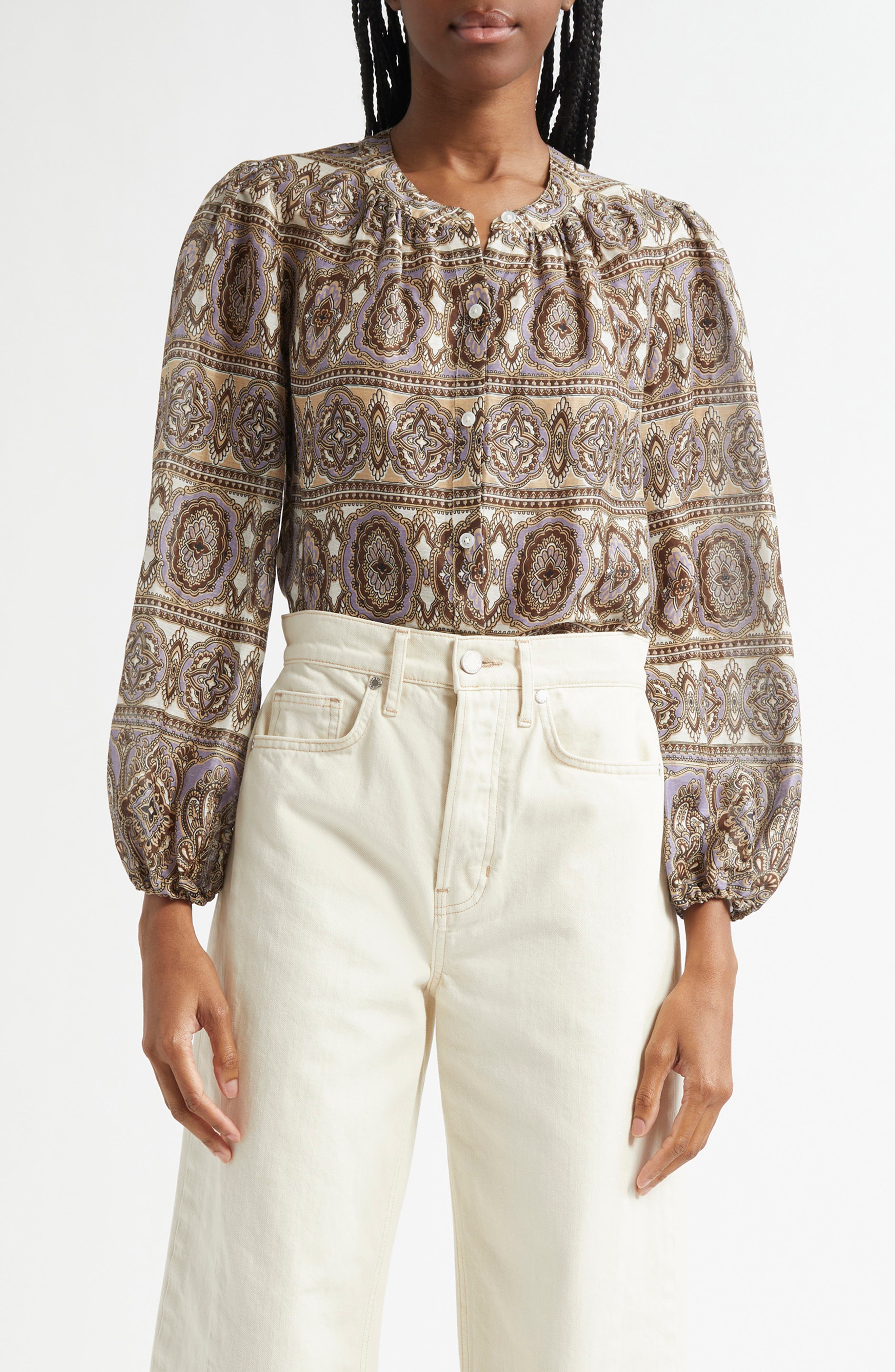 Ashlynn Paisley Linen & Silk Top - image 1