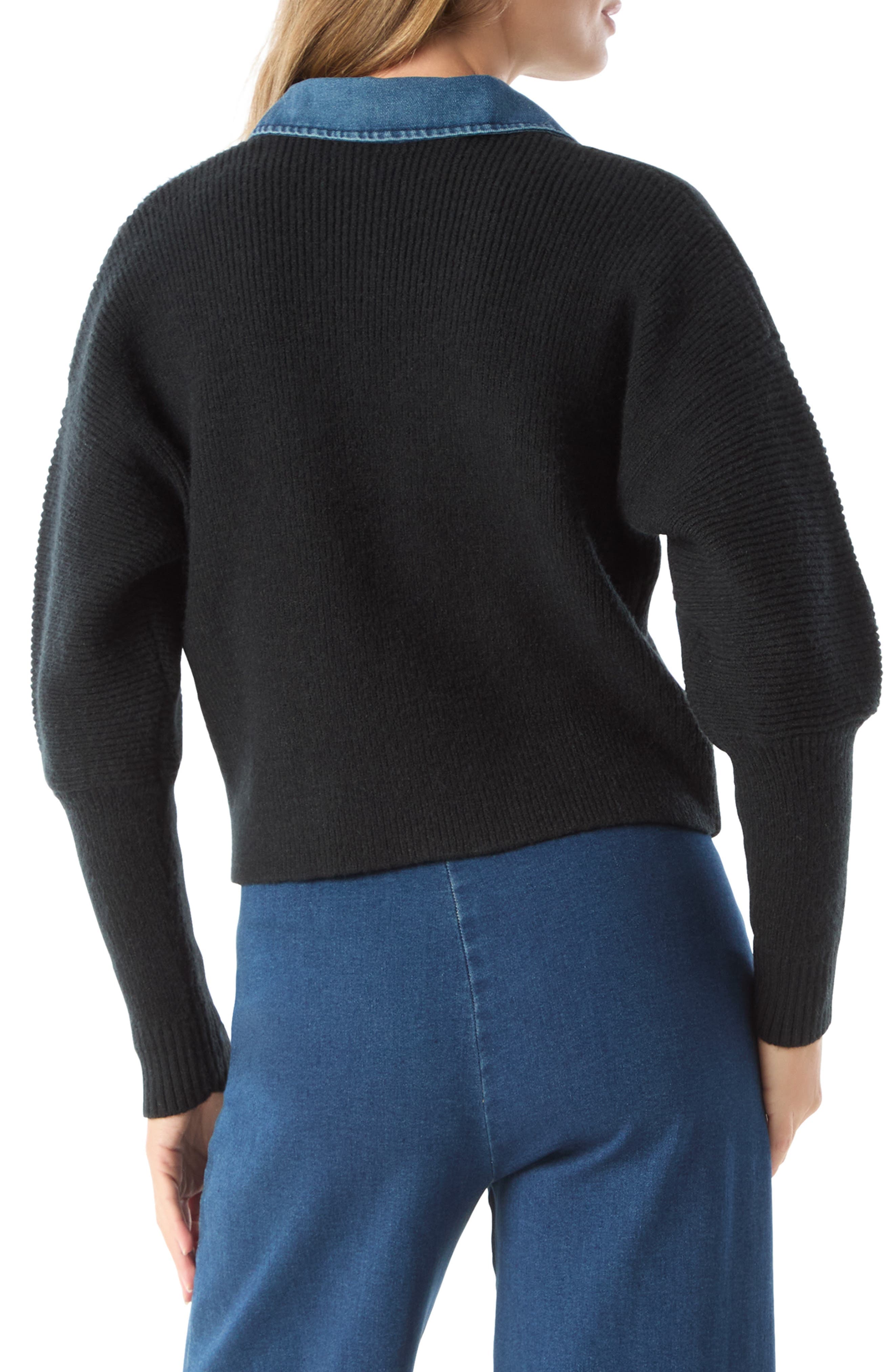Michaela Denim Detail Cotton Blend Sweater - image 2