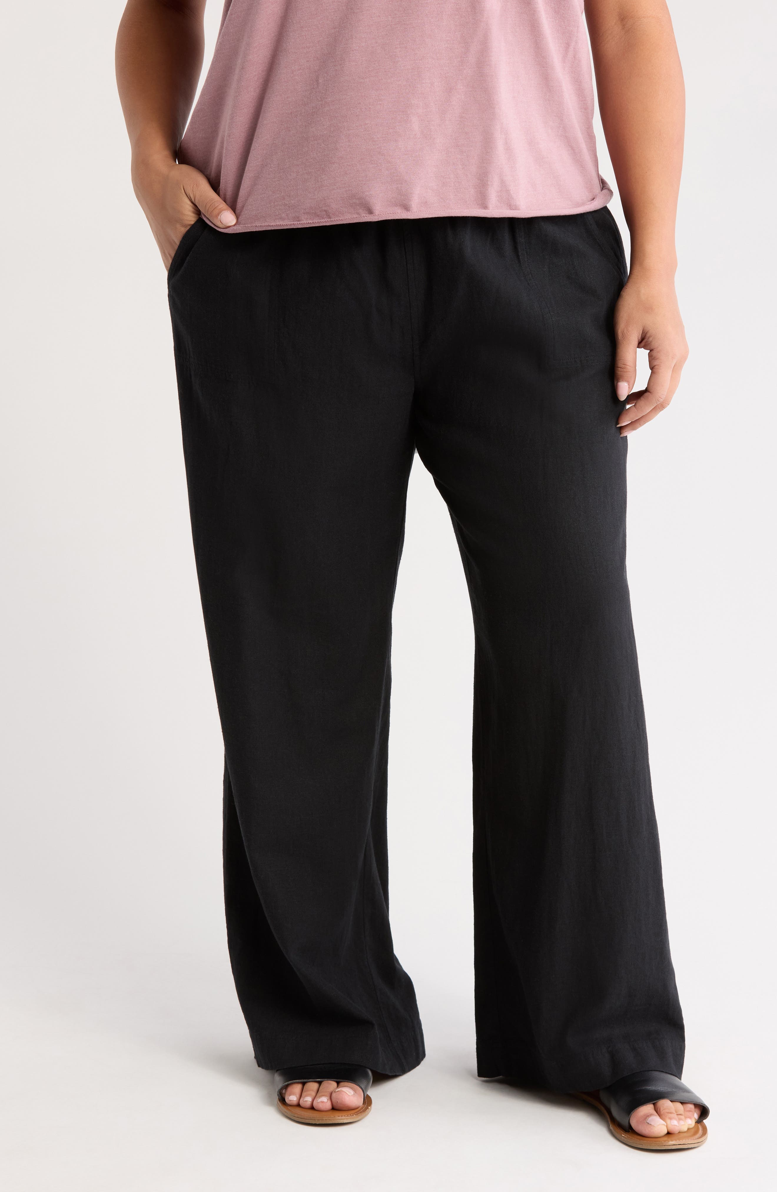 Linen Blend Drawstring Pants - image 1