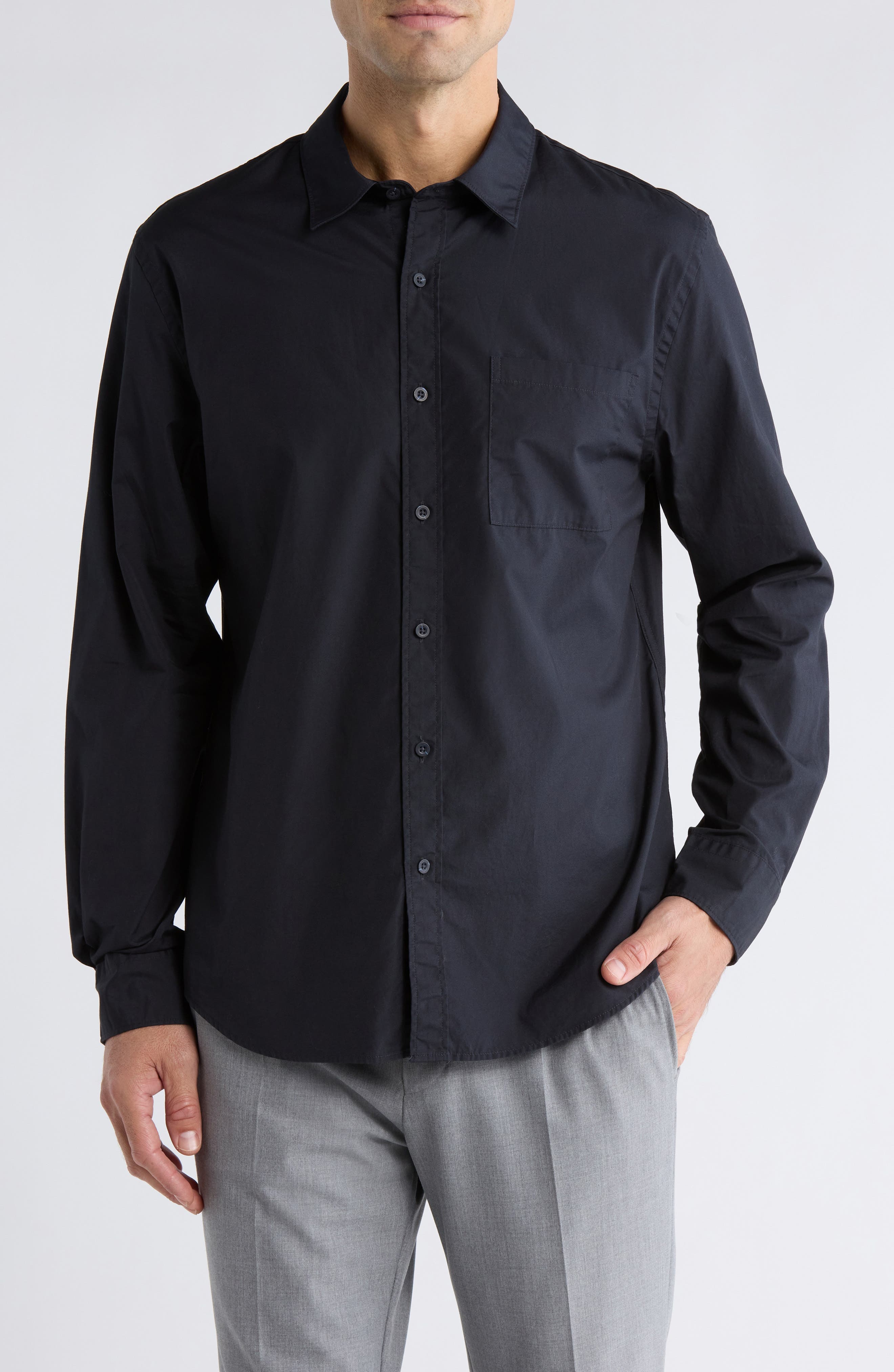 Poplin Long Sleeve Classic Fit Button-Up Shirt - image 3