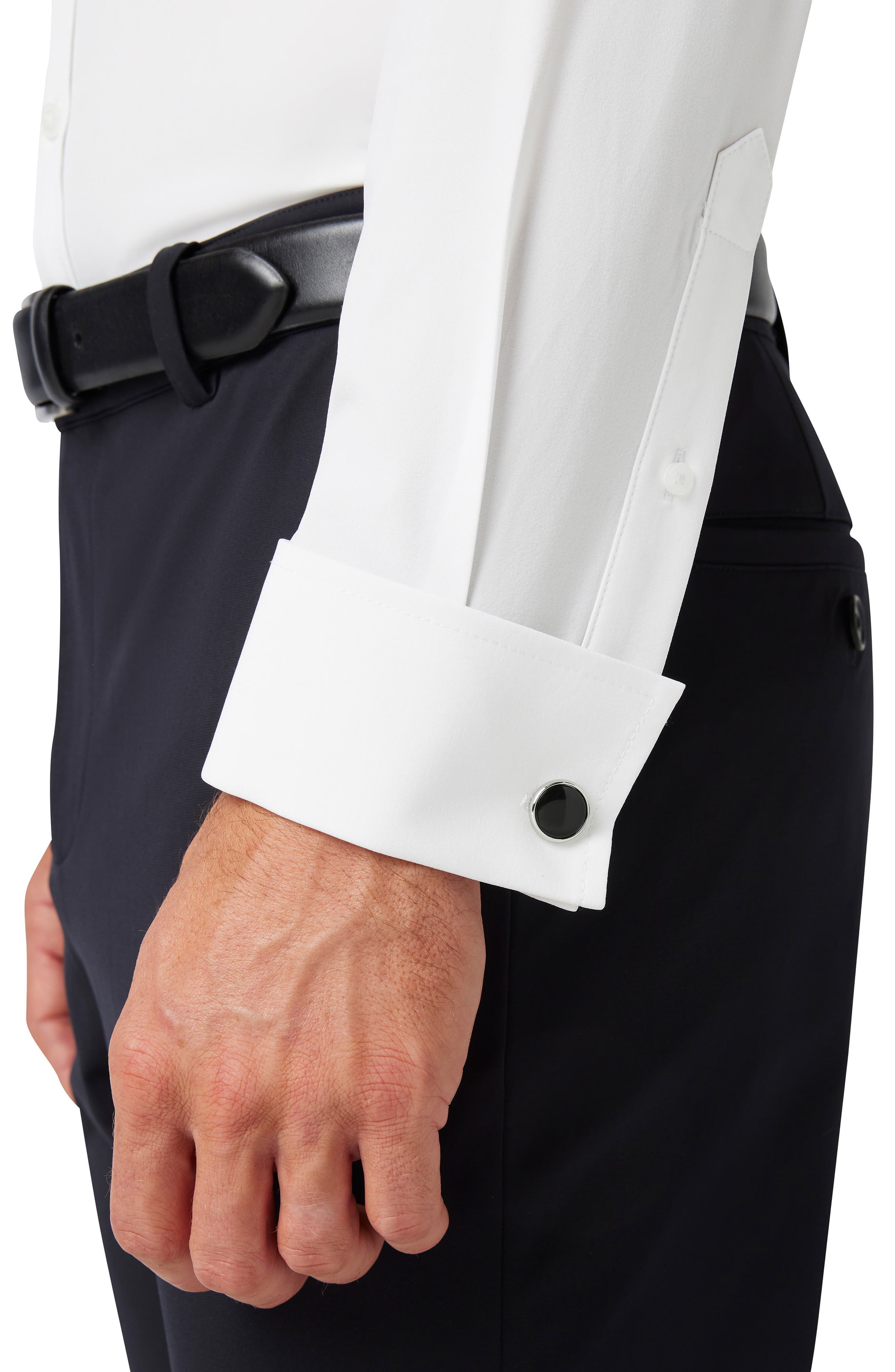Leeward Trim Fit White Stretch Tuxedo Shirt - image 2