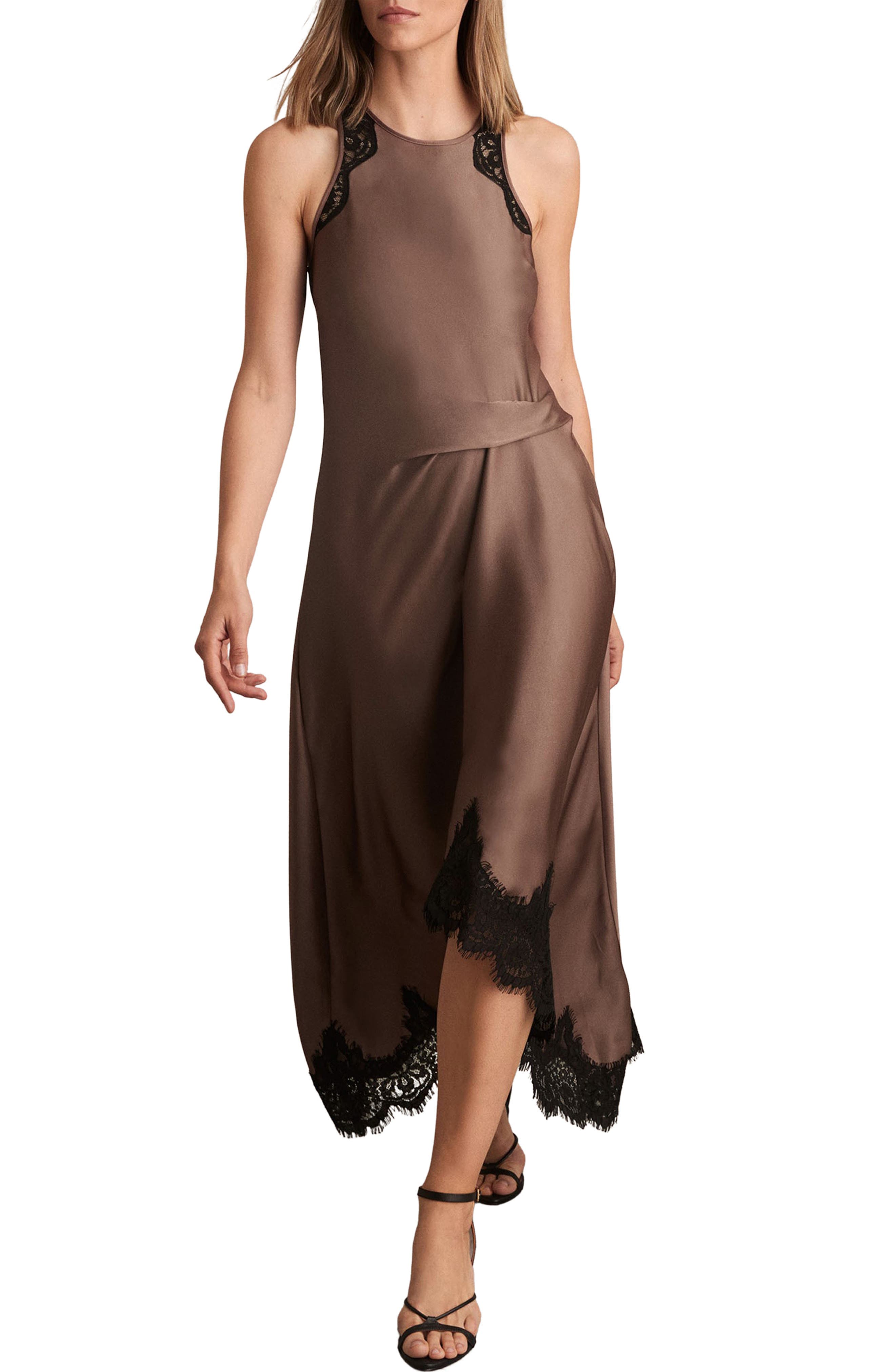 Anais Lace Trim Satin Dress - image 1