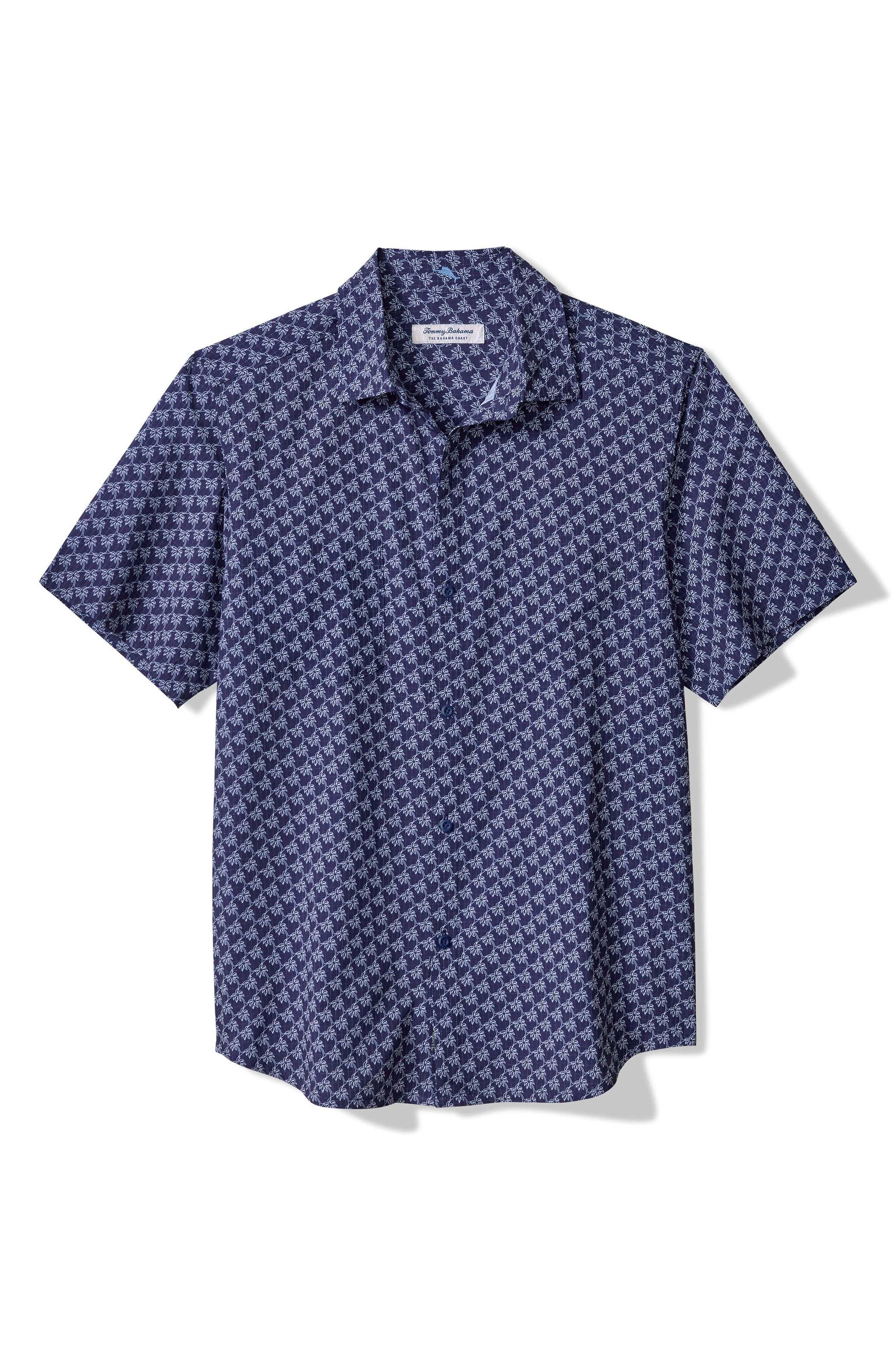 Bahama Coast Tropic Geoscape IslandZone Short Sleeve Button-Up Shirt - image 1