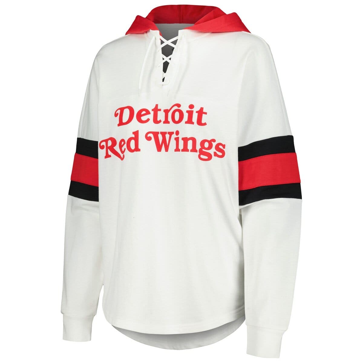 Women's G-III 4Her by Carl Banks White/Red Detroit Red Wings Goal Zone Long Sleeve Lace-Up Hoodie T-Shirt - image 2