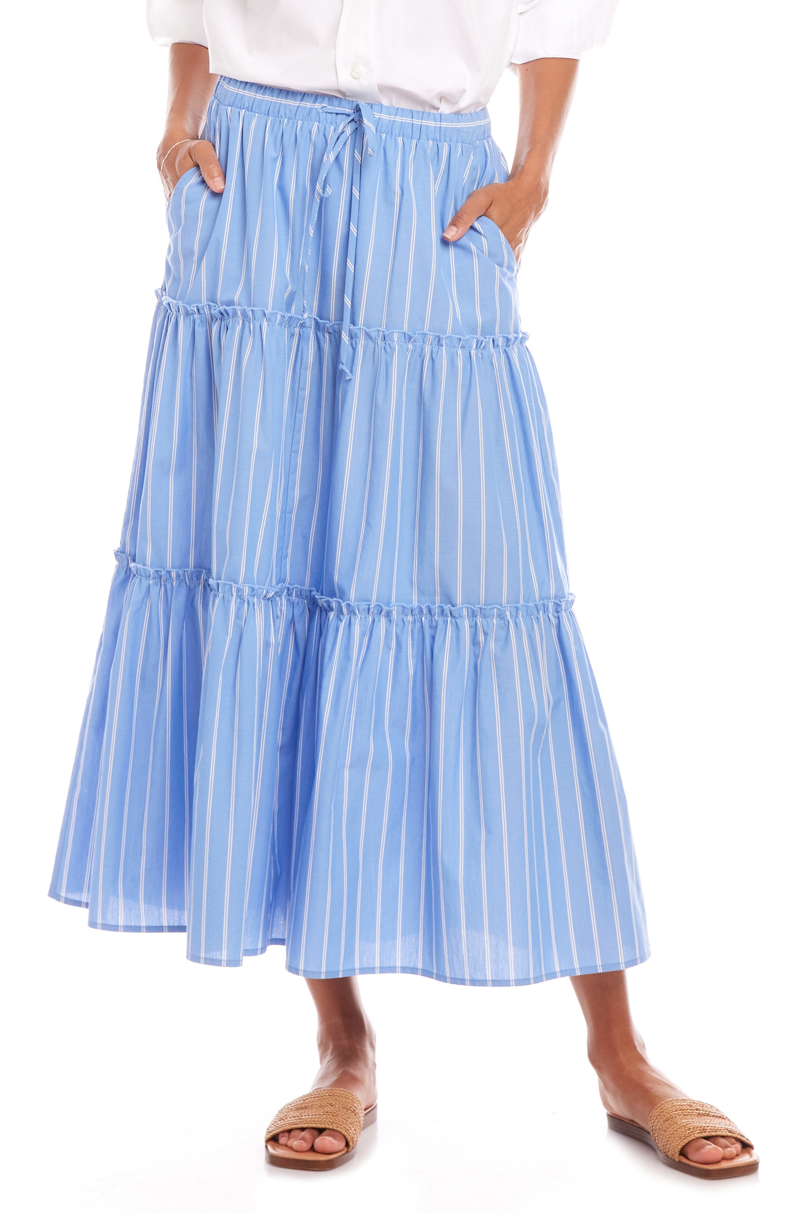 Tiered Stripe Midi Skirt - image 1