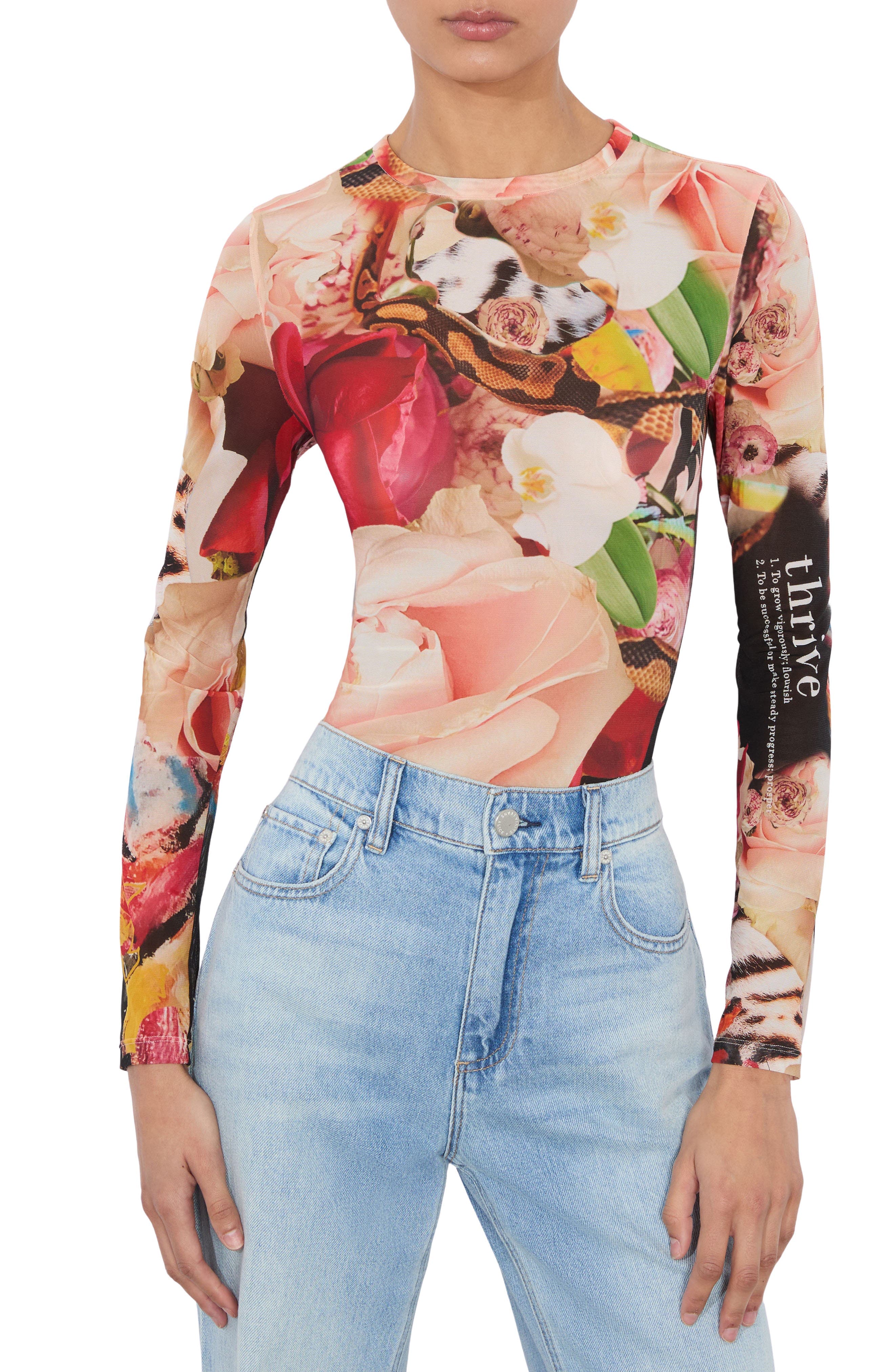 Delaina Long Sleeve Mesh Top - image 1