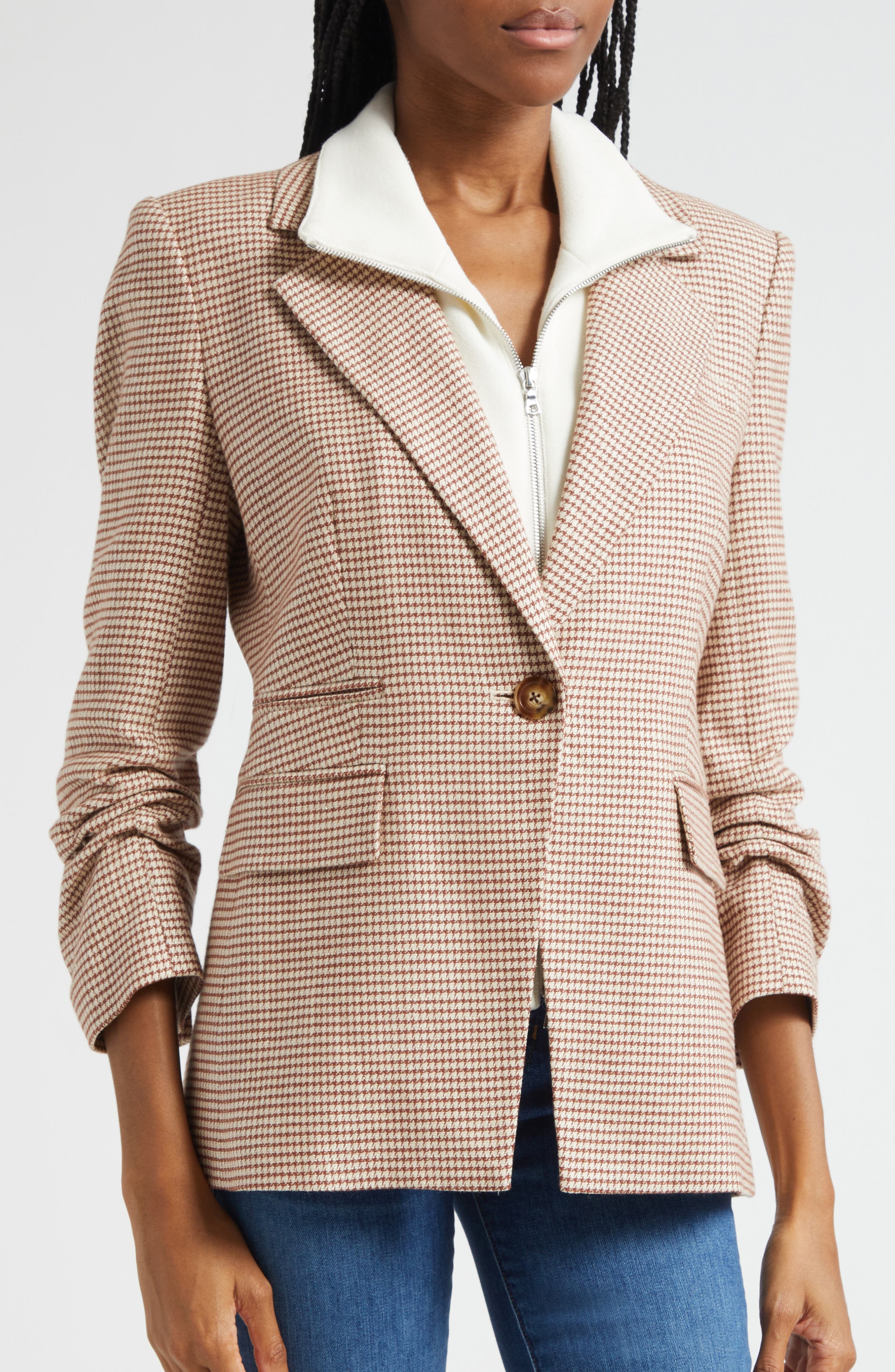Battista Houndstooth Check Dickey Jacket - image 1