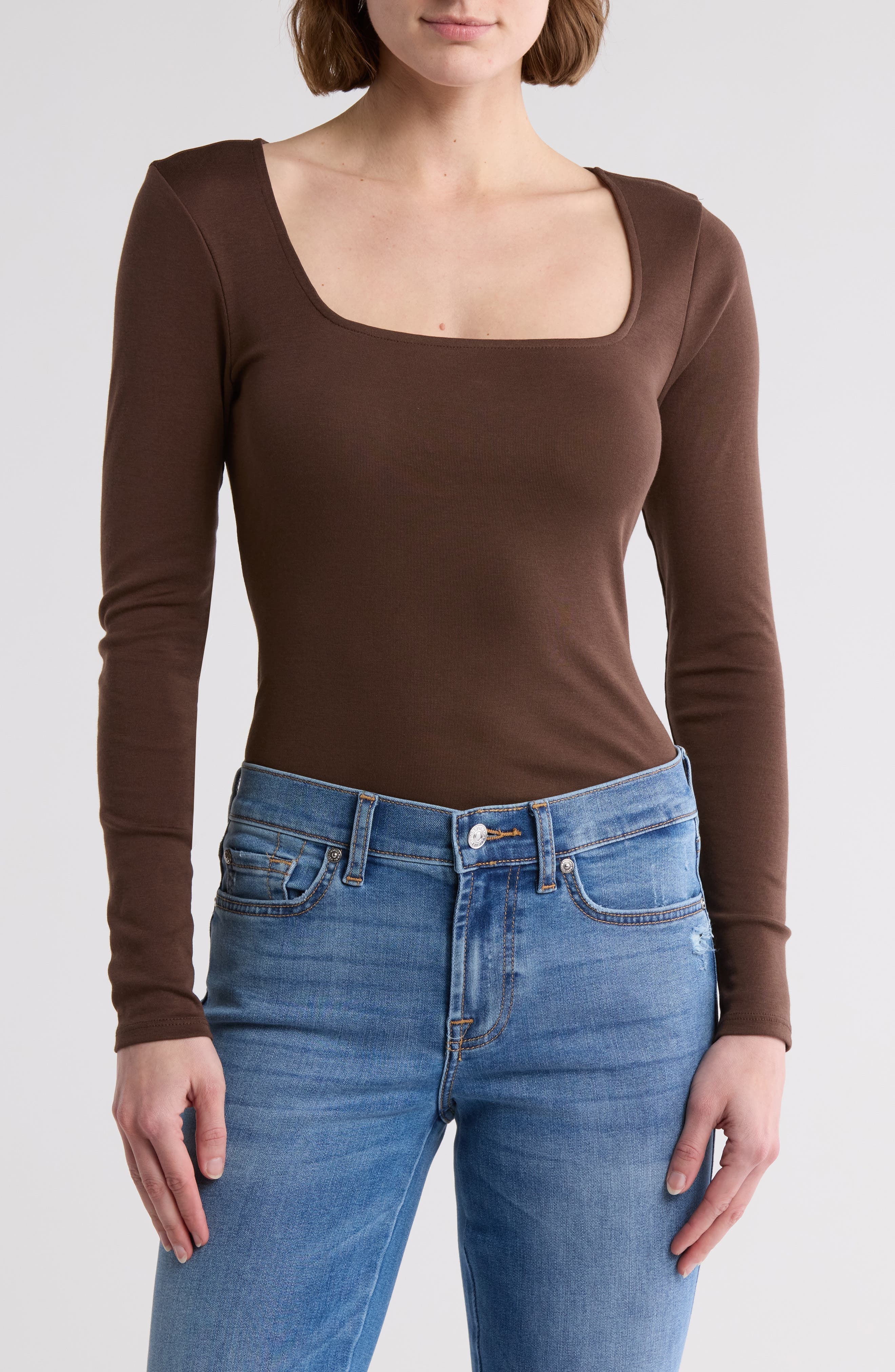 Long Sleeve Square Neck Top - image 1