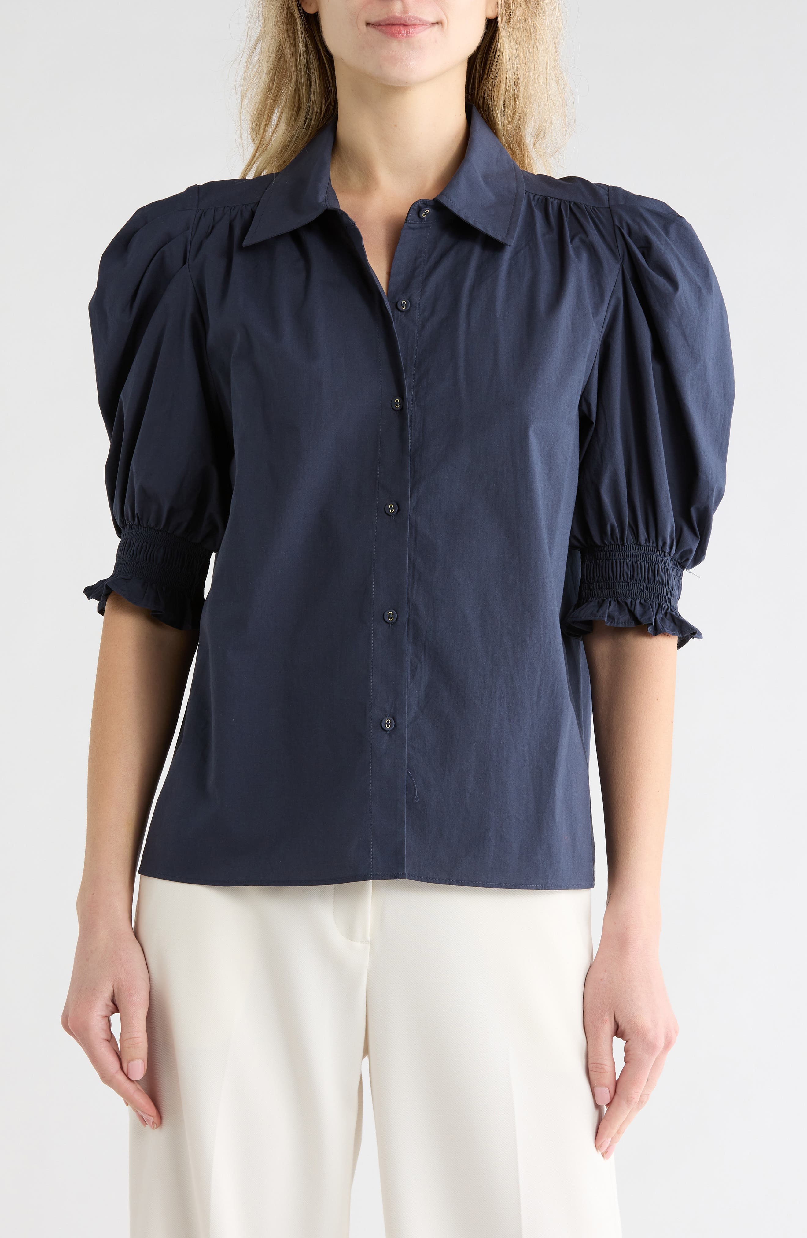 Corinne Puff Sleeve Button-Up Shirt - image 3