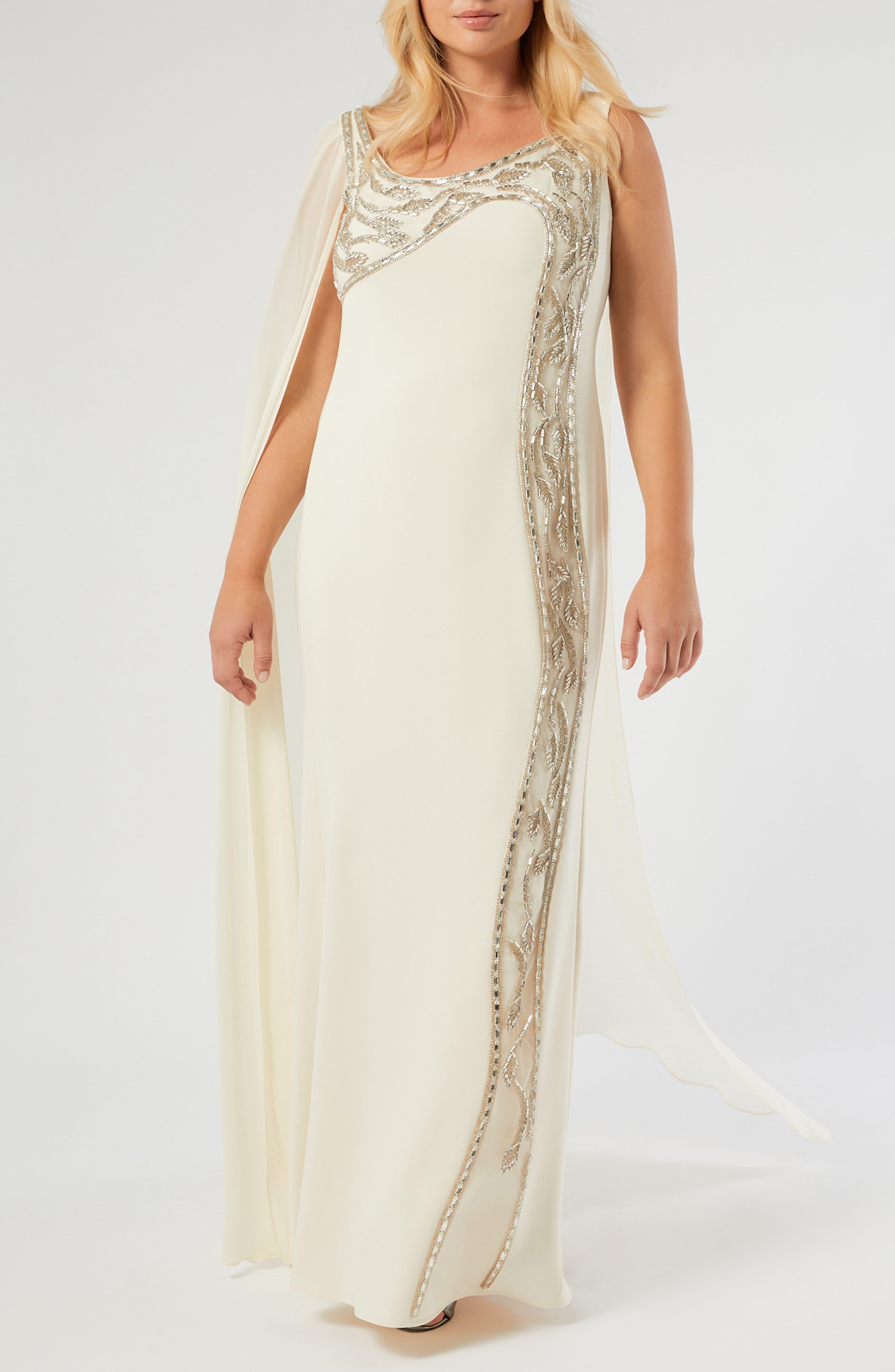 Calisso Bead Detail Caped Gown - image 1