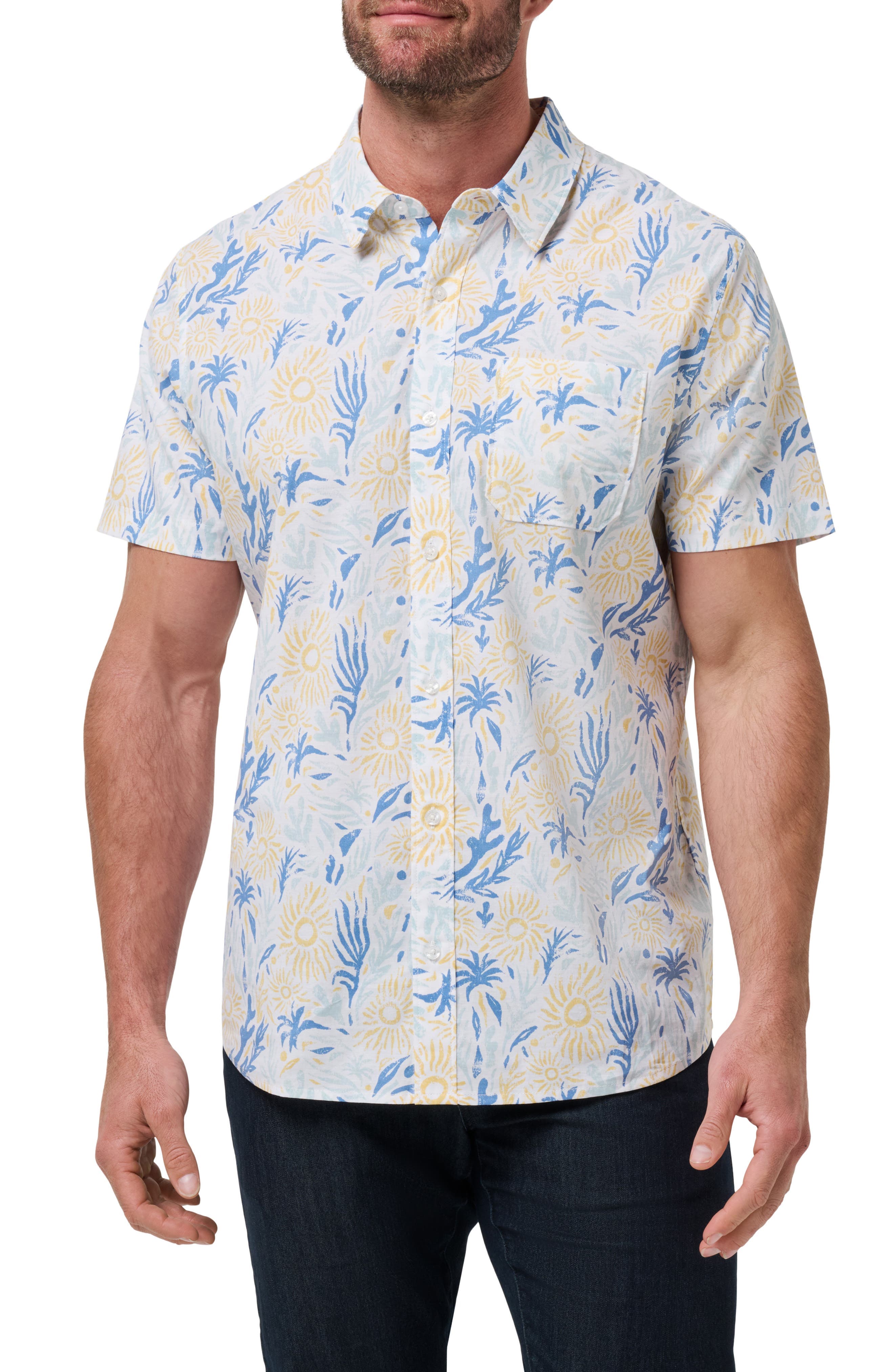 Souvenir City Short Sleeve Stretch Cotton Button-Up Shirt - image 1