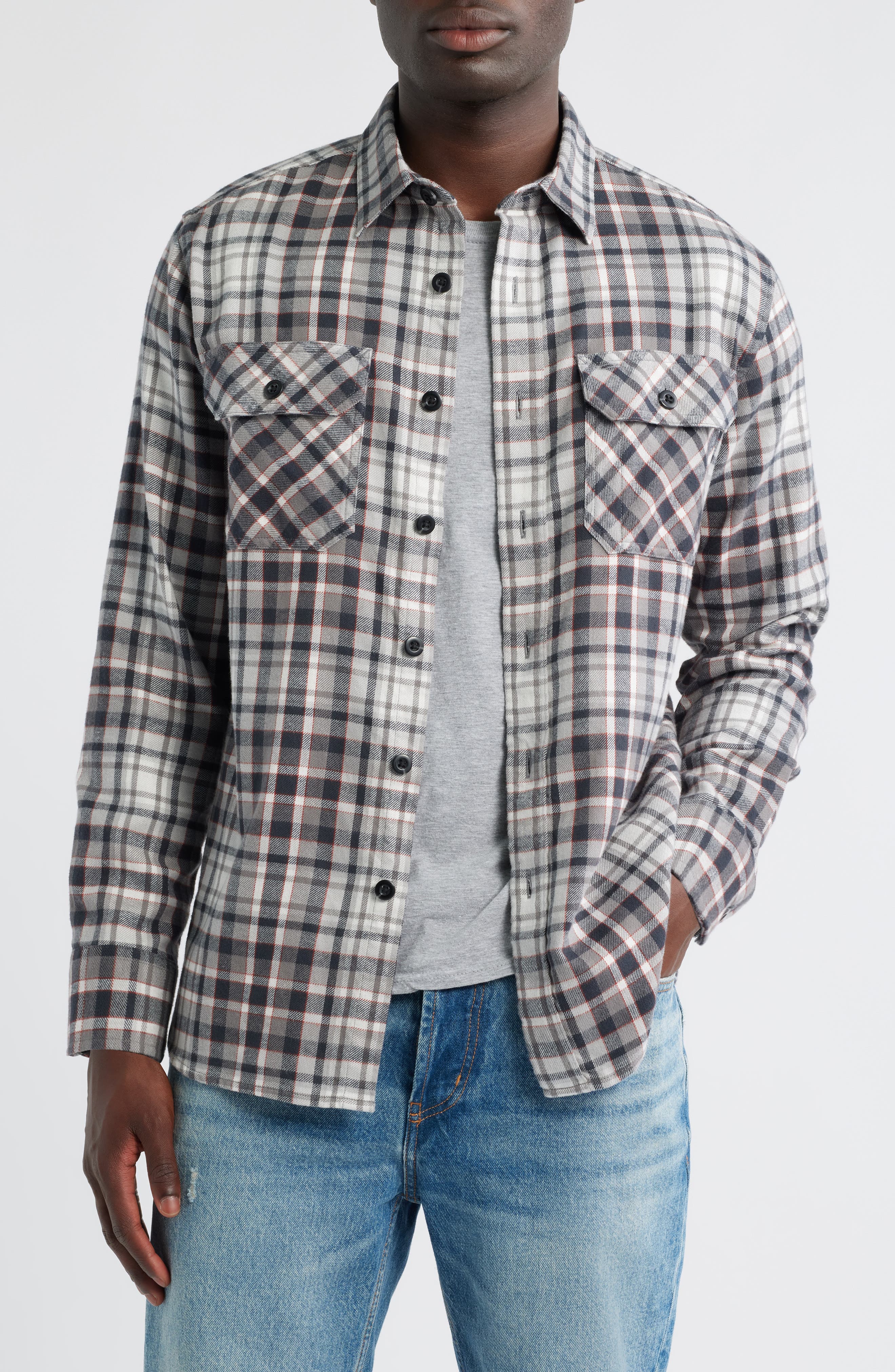 Burnside Plaid Flannel Button-Up Shirt - image 1