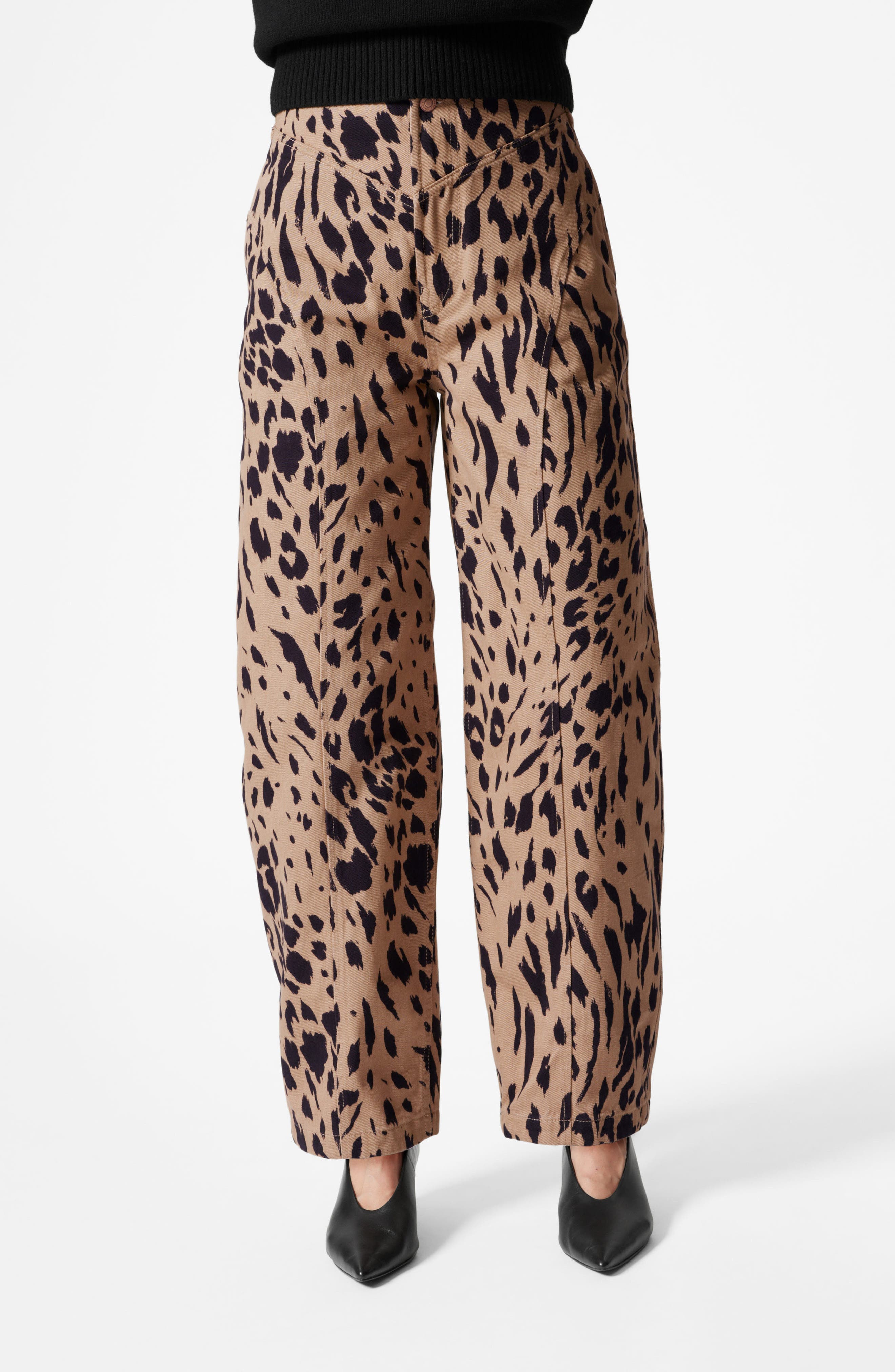 Leopard Print Barrel Leg CottonPants - image 1