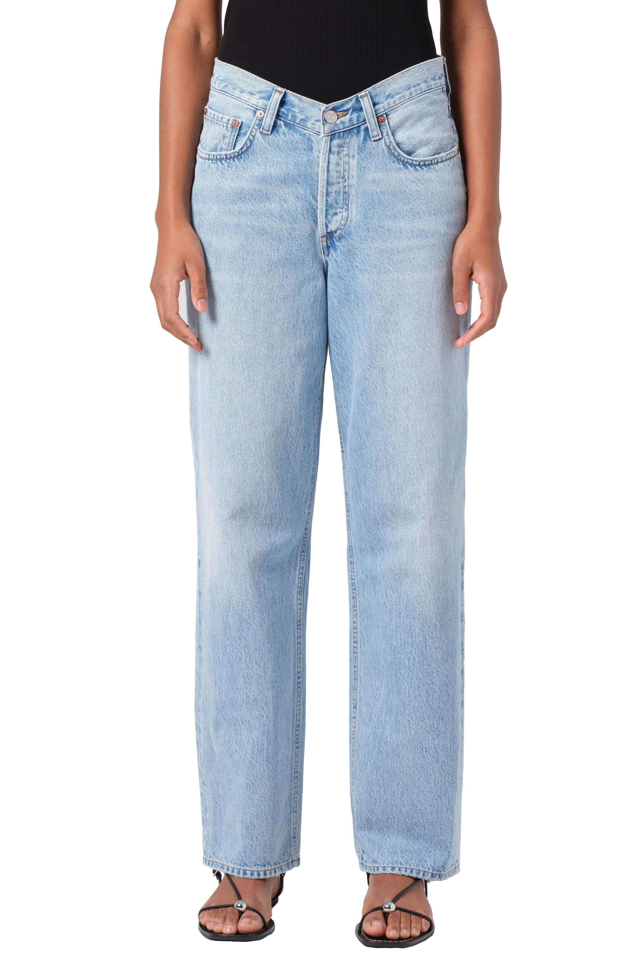 V-Waist Baggy Straight Leg Jeans - image 1