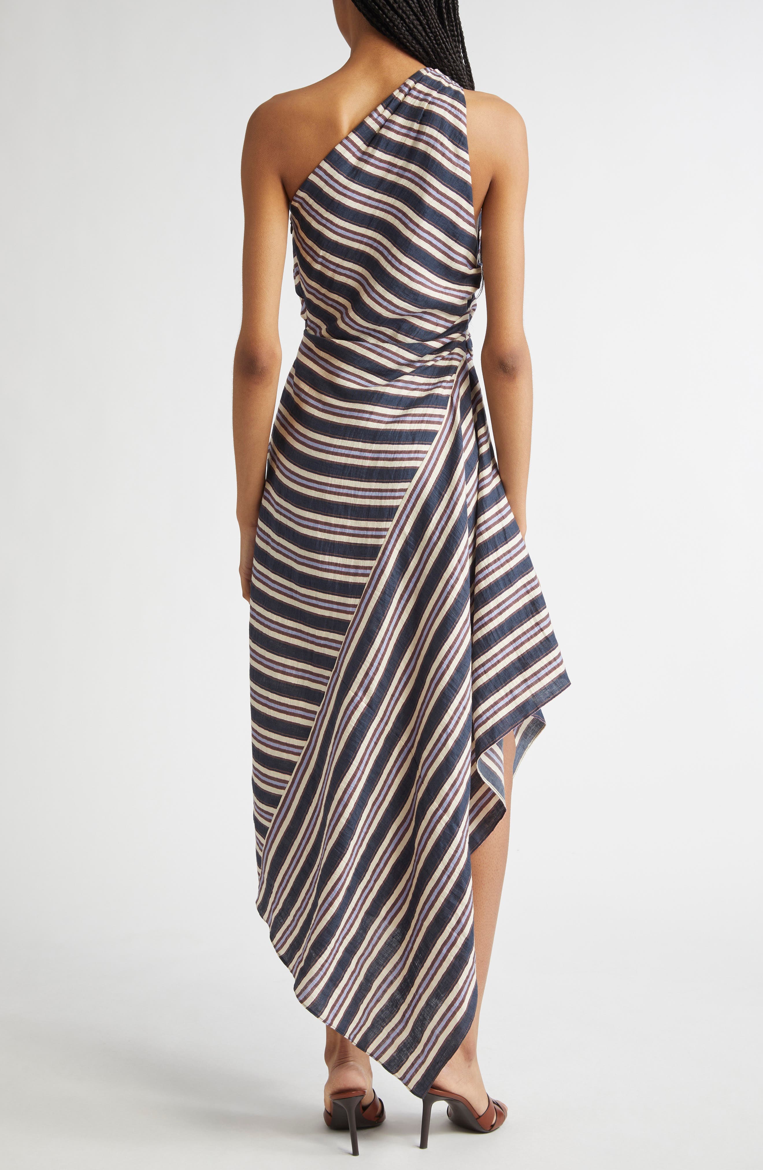 Lyn Stripe One-Shoulder Linen Blend Sundress - image 2