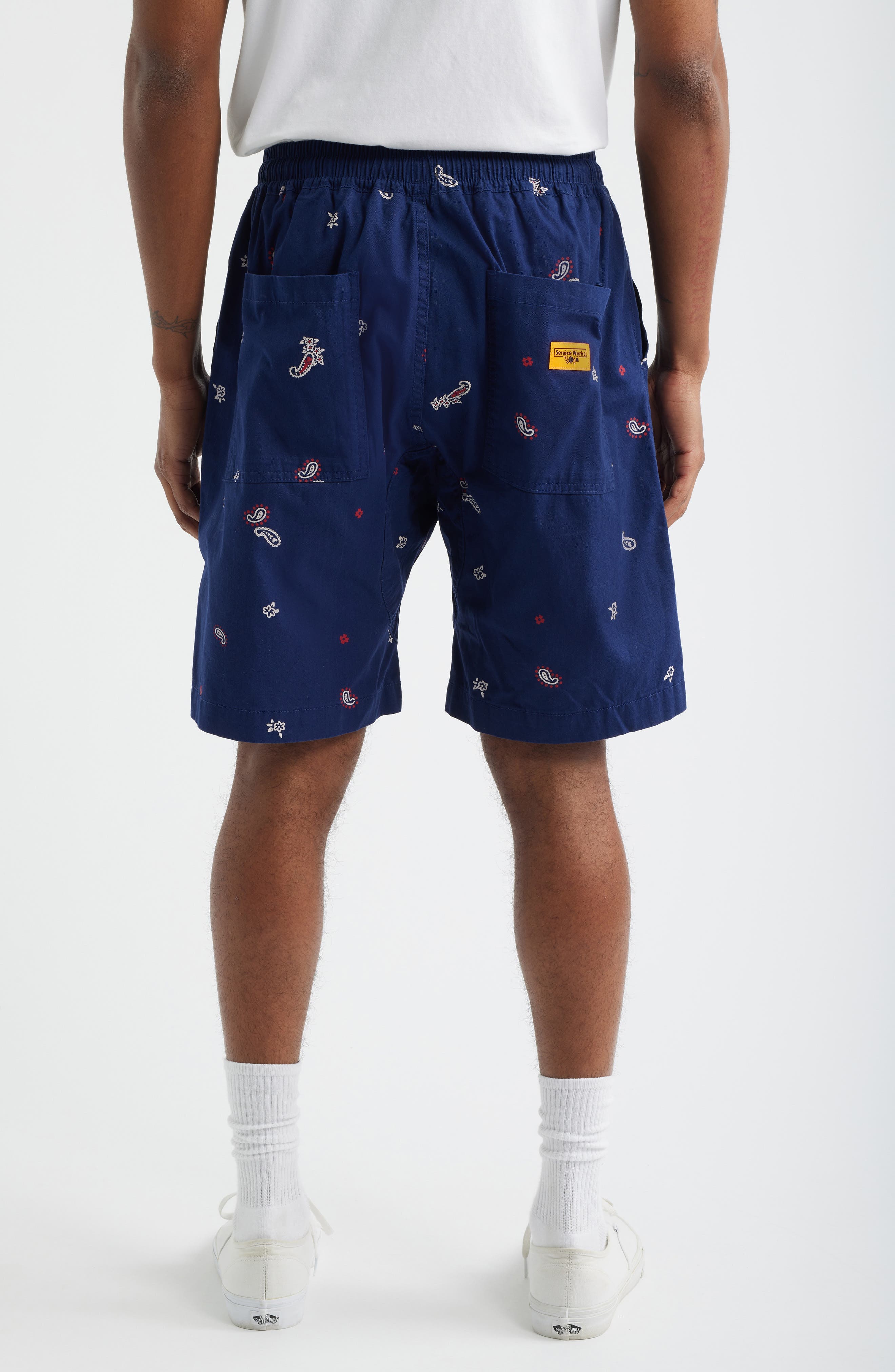 Paisley Organic Cotton Poplin Drawstring Chef Shorts - image 4