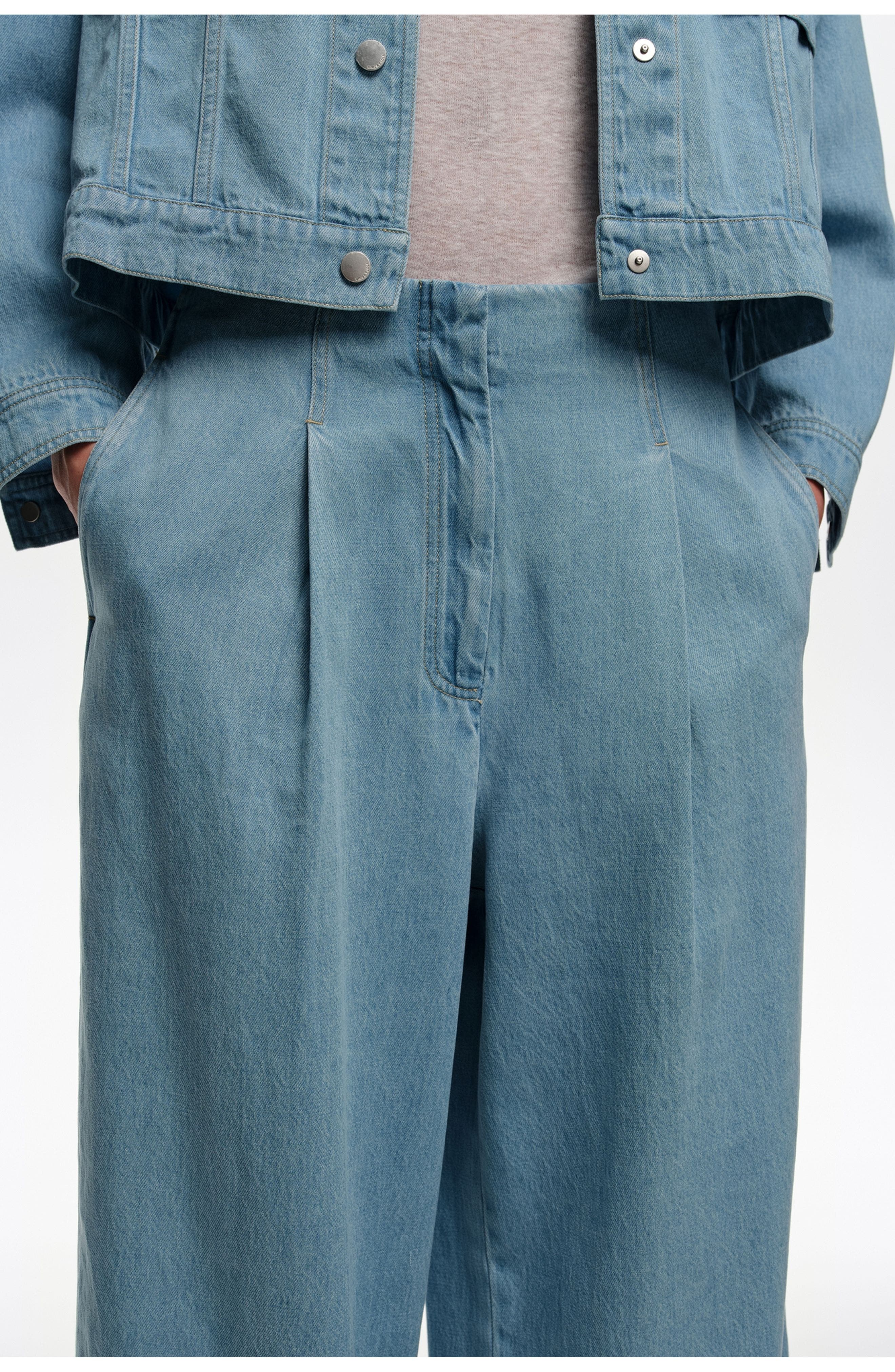 Loose-Fit Washed Denim Trousers - image 2