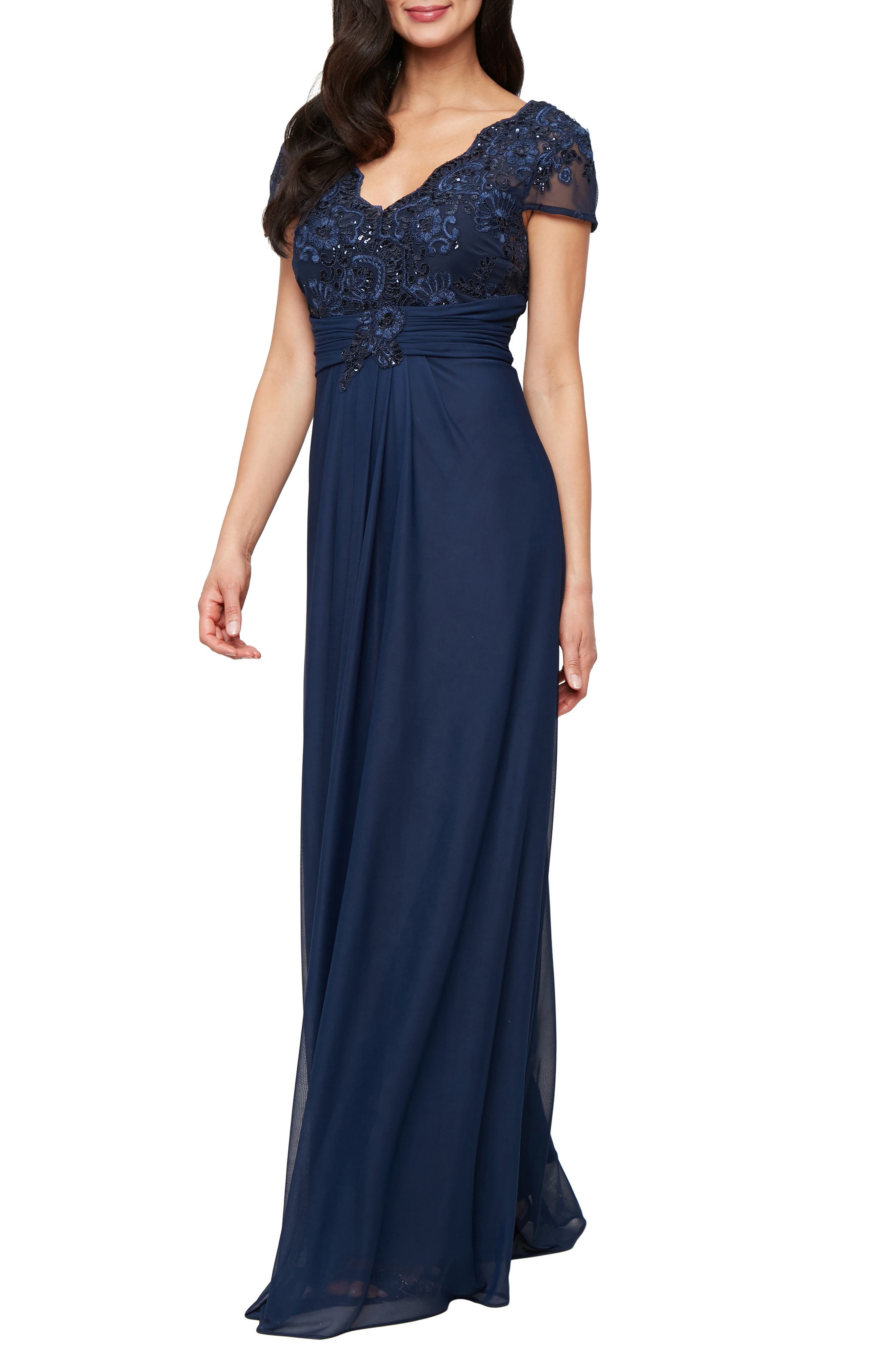 Sequin Lace Bodice Gown - image 1