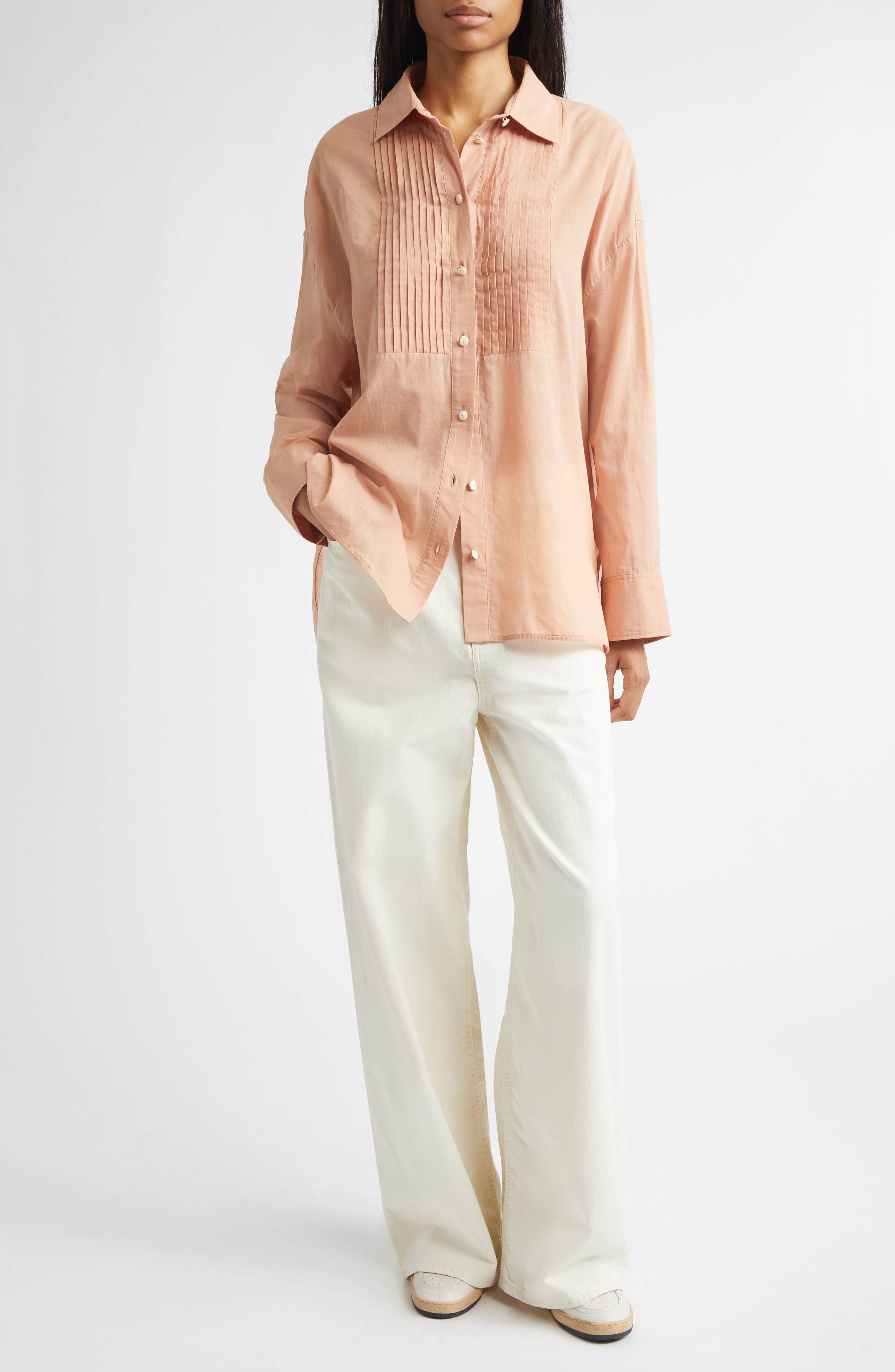 Journey Pleated Bib Oversize Button-Up Shirt - image 2