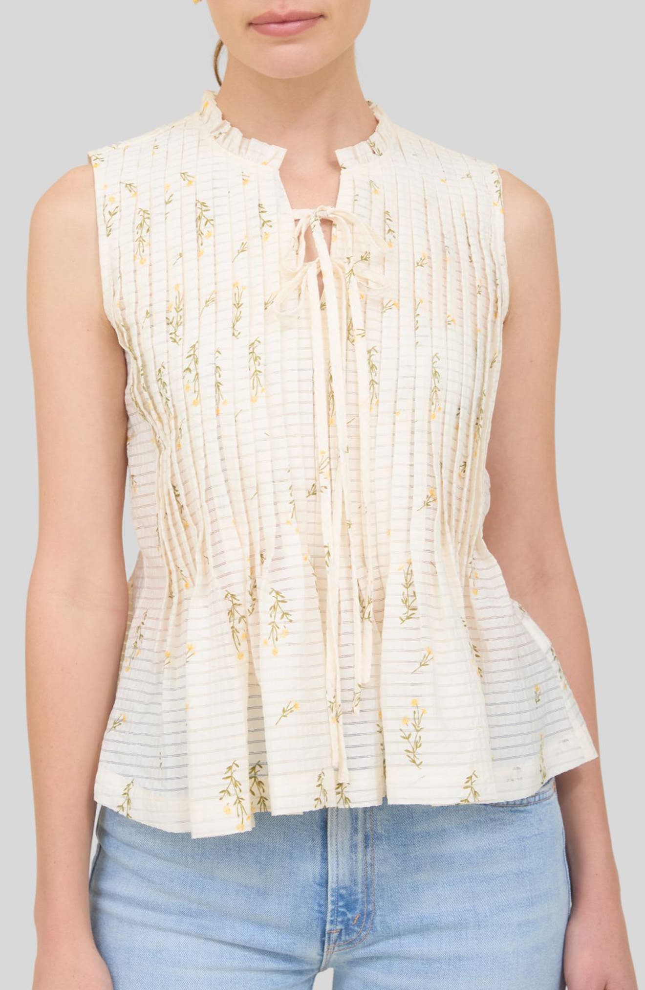 Floral Pleated Top - image 1