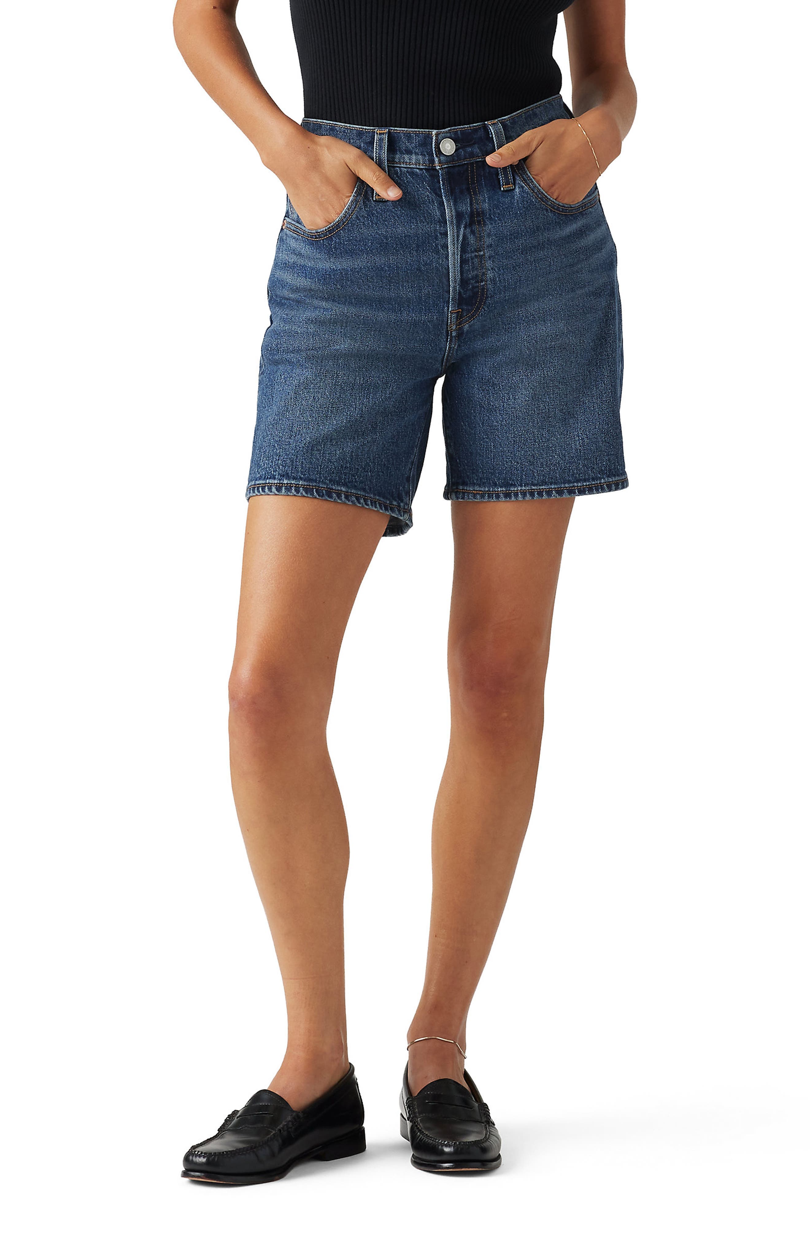 501 Mid Thigh Denim Shorts - image 1