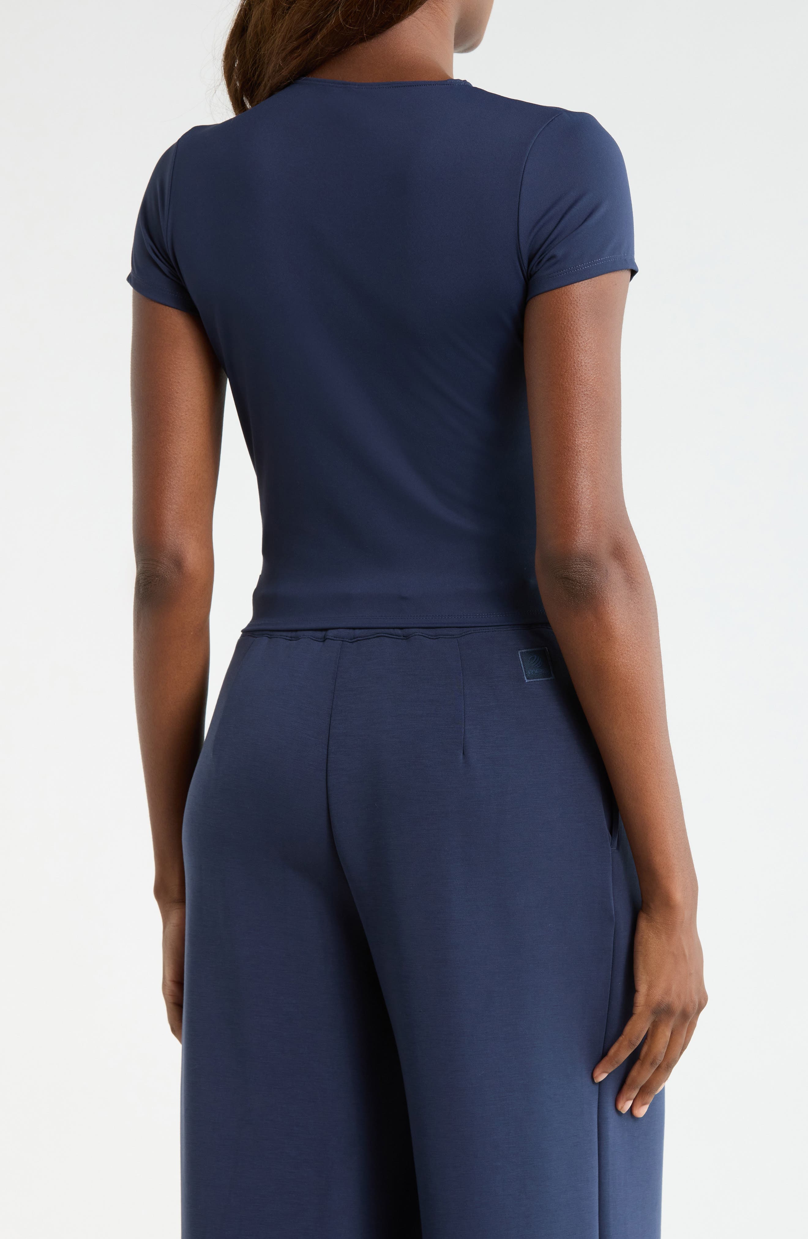 Asymmetric Twist Neck Crop T-Shirt - image 4