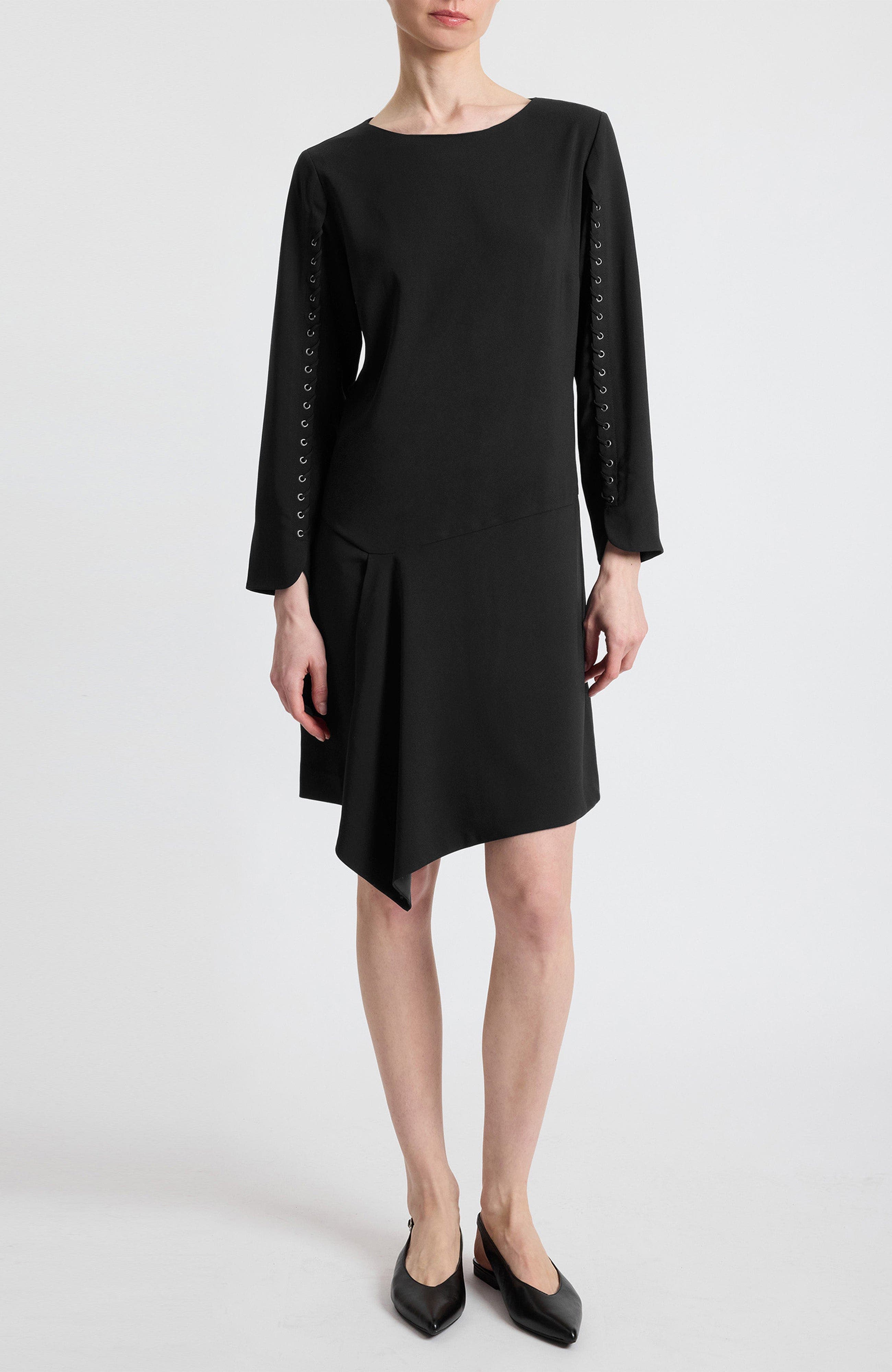 Essie Shift Dress with Grommet Detail in Soft Crepe - image 1