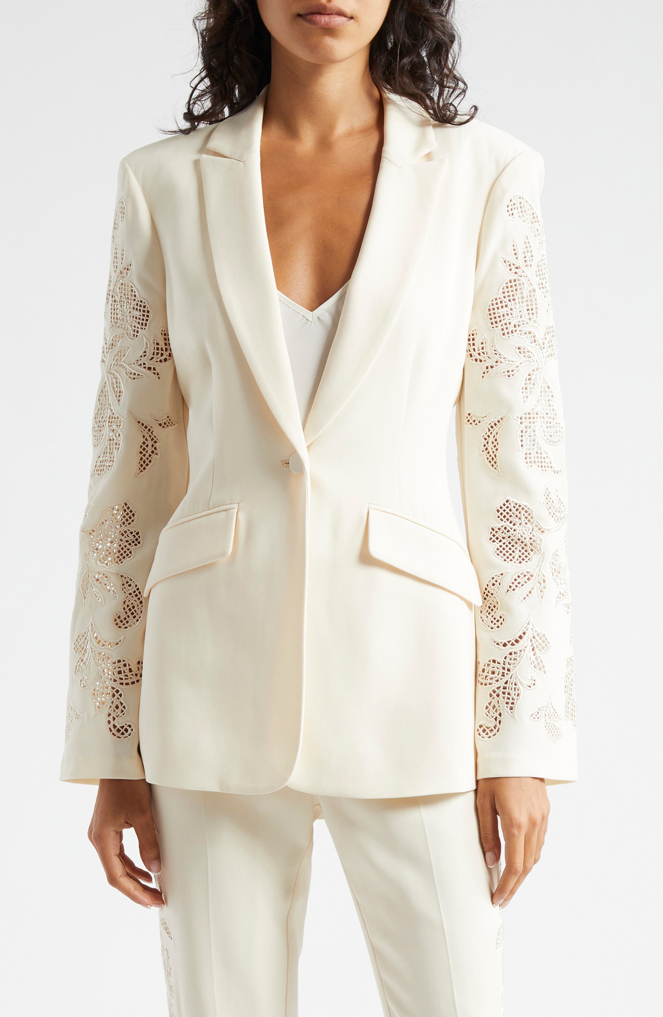 Cheyenne Floral Embroidered One-Button Blazer - image 1