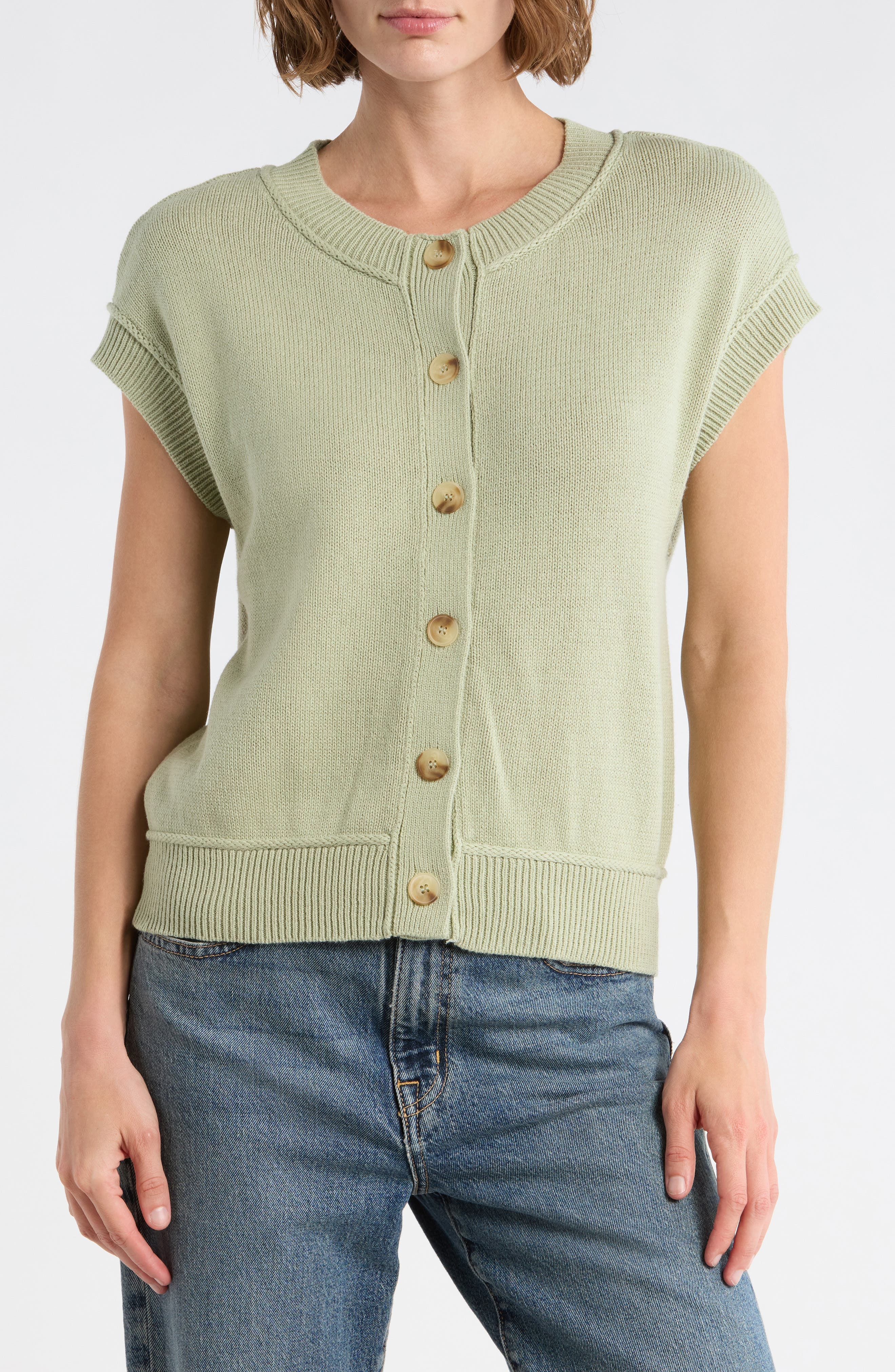 Cap Sleeve Button Front Cardigan - image 3