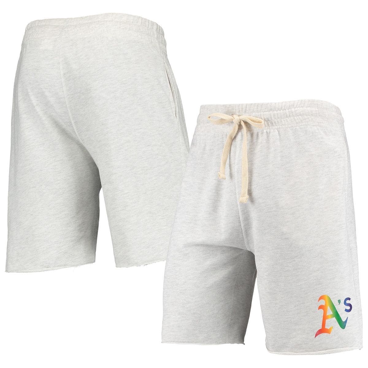 Men's Concepts Sport Oatmeal Oakland Athletics Mainstream Logo Terry Tri-Blend Shorts - image 1
