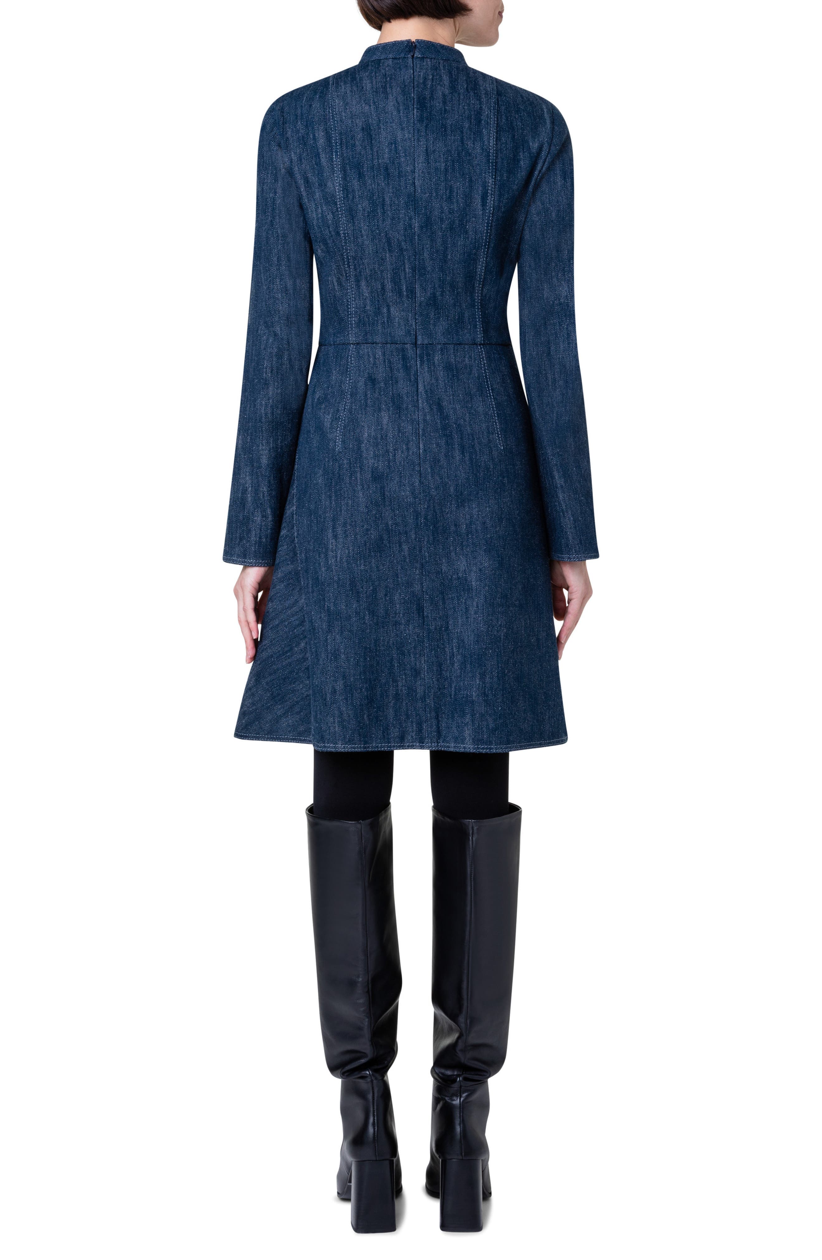 Long Sleeve Stretch Cotton & Wool Denim Dress - image 2