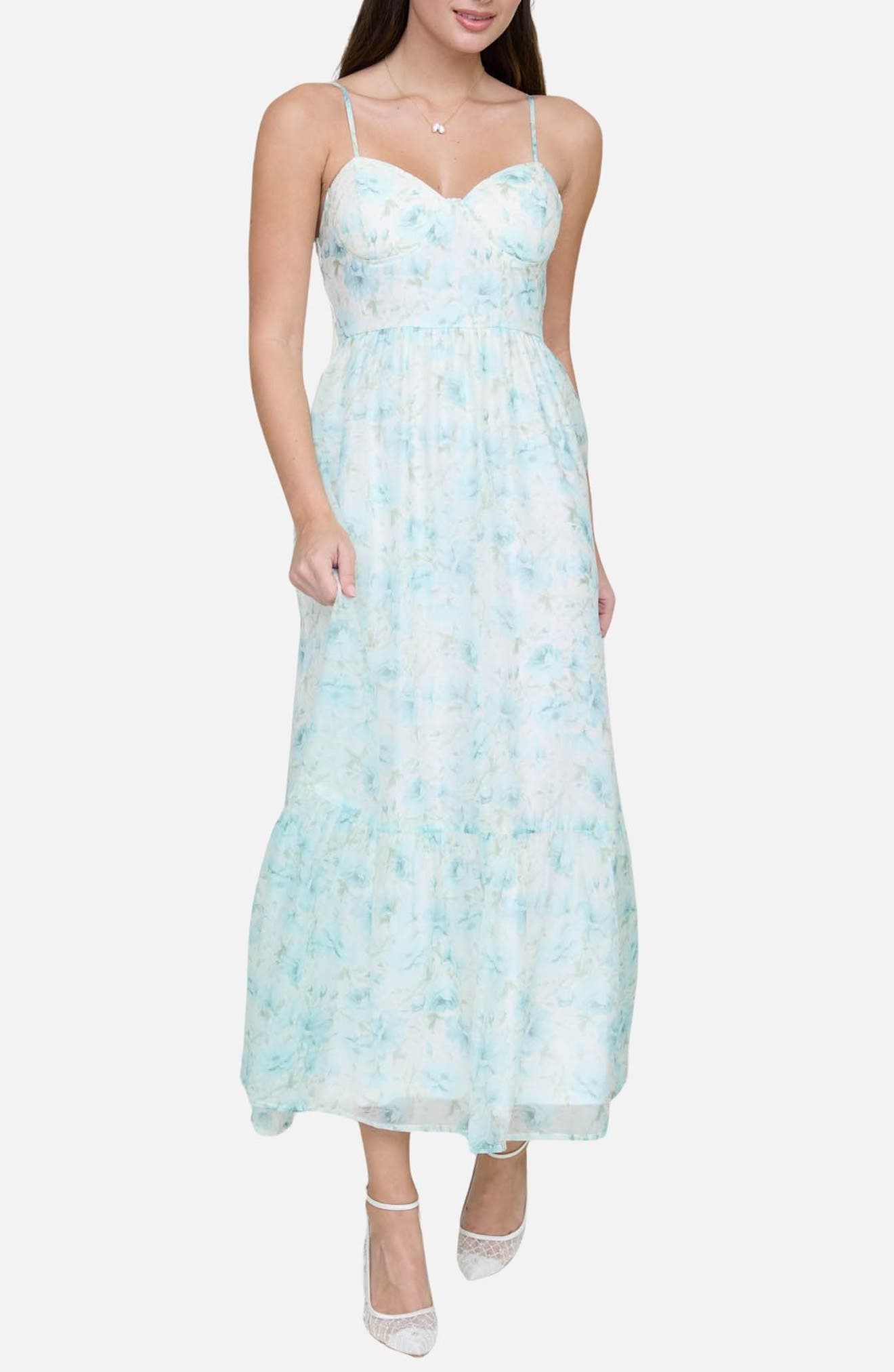 Floral Print Chiffon Party Dress - image 1