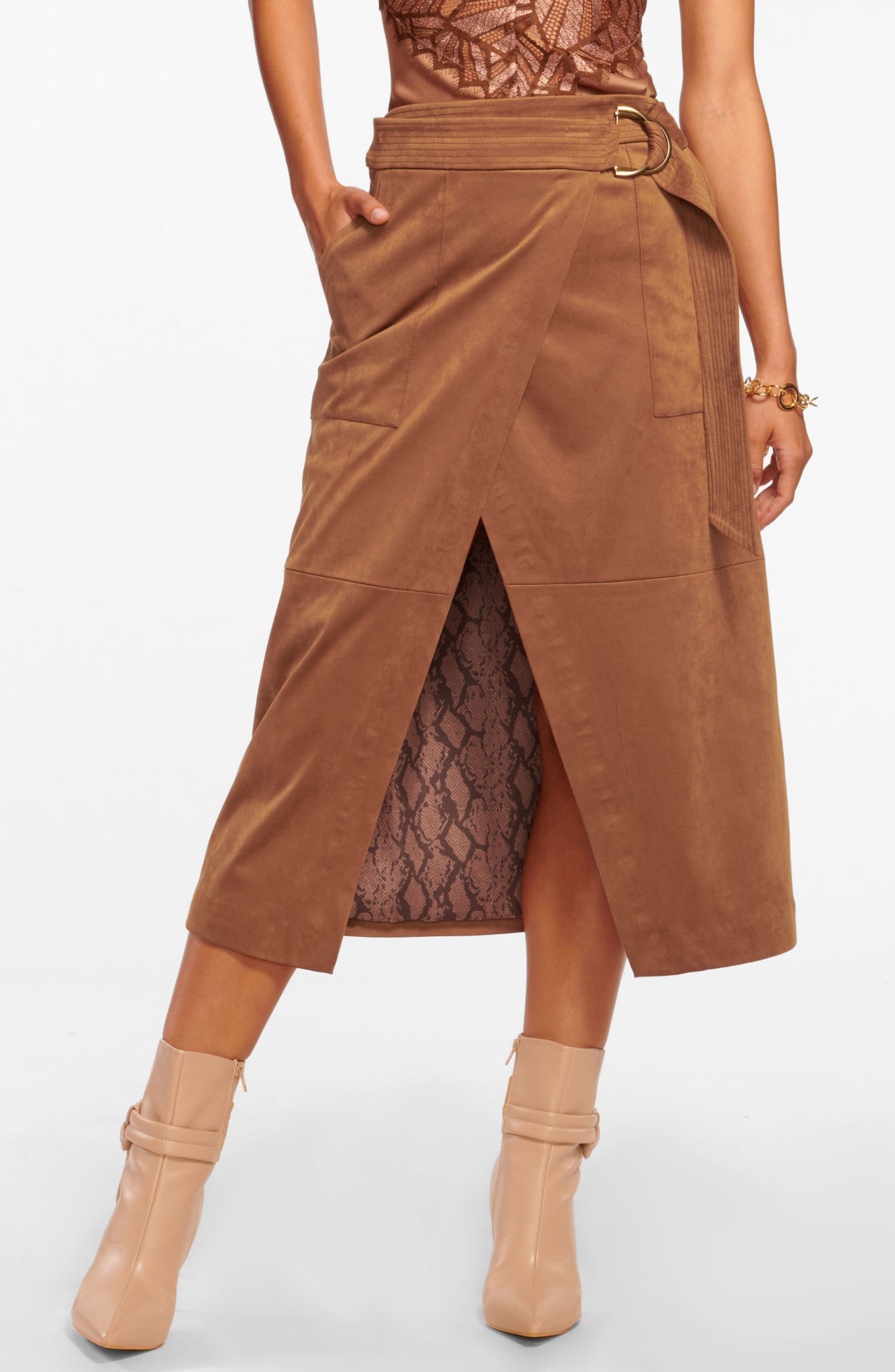 Delphia Faux Suede Wrap Skirt - image 1
