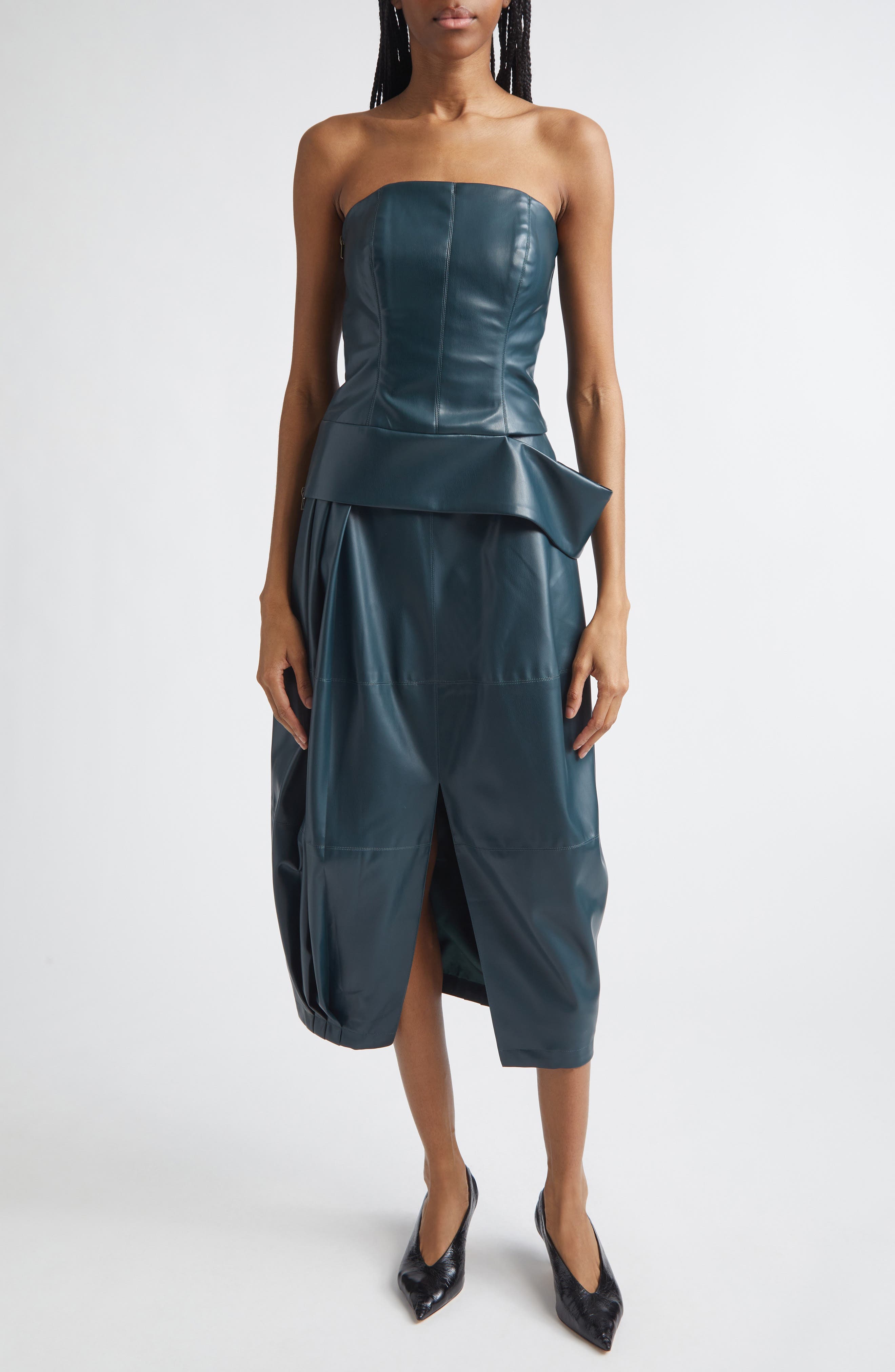 Zinia Strapless Bustier Faux Leather Top - image 2