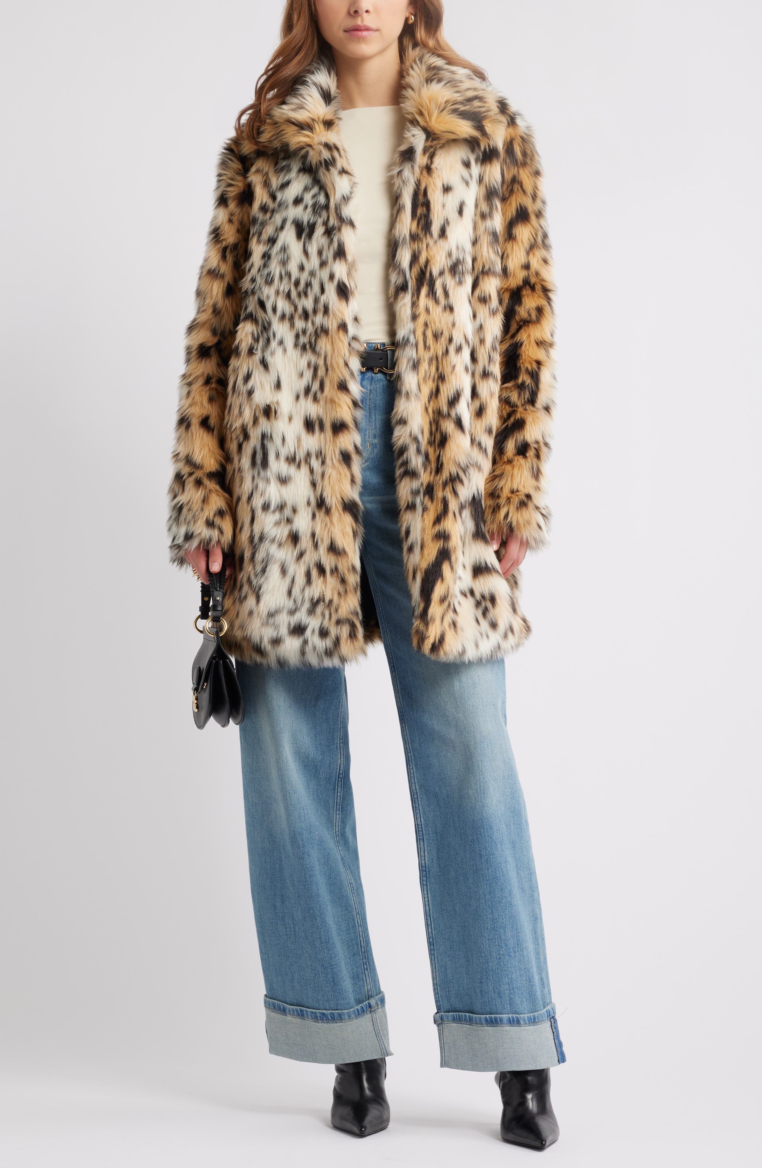 Leopard Faux Fur Longline Coat - image 2