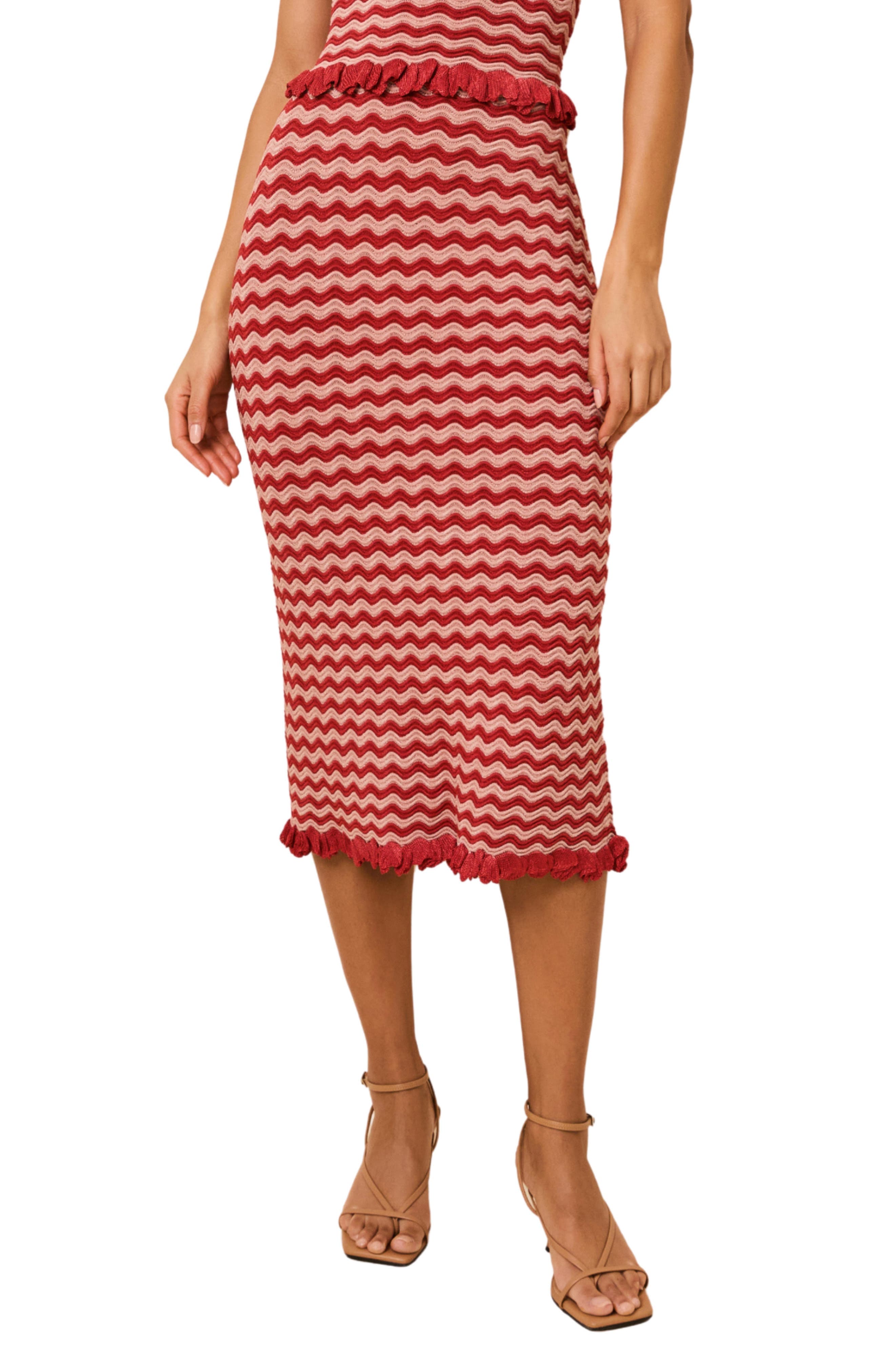 The Diana Wavy Stripe Knit Midi Skirt - image 1