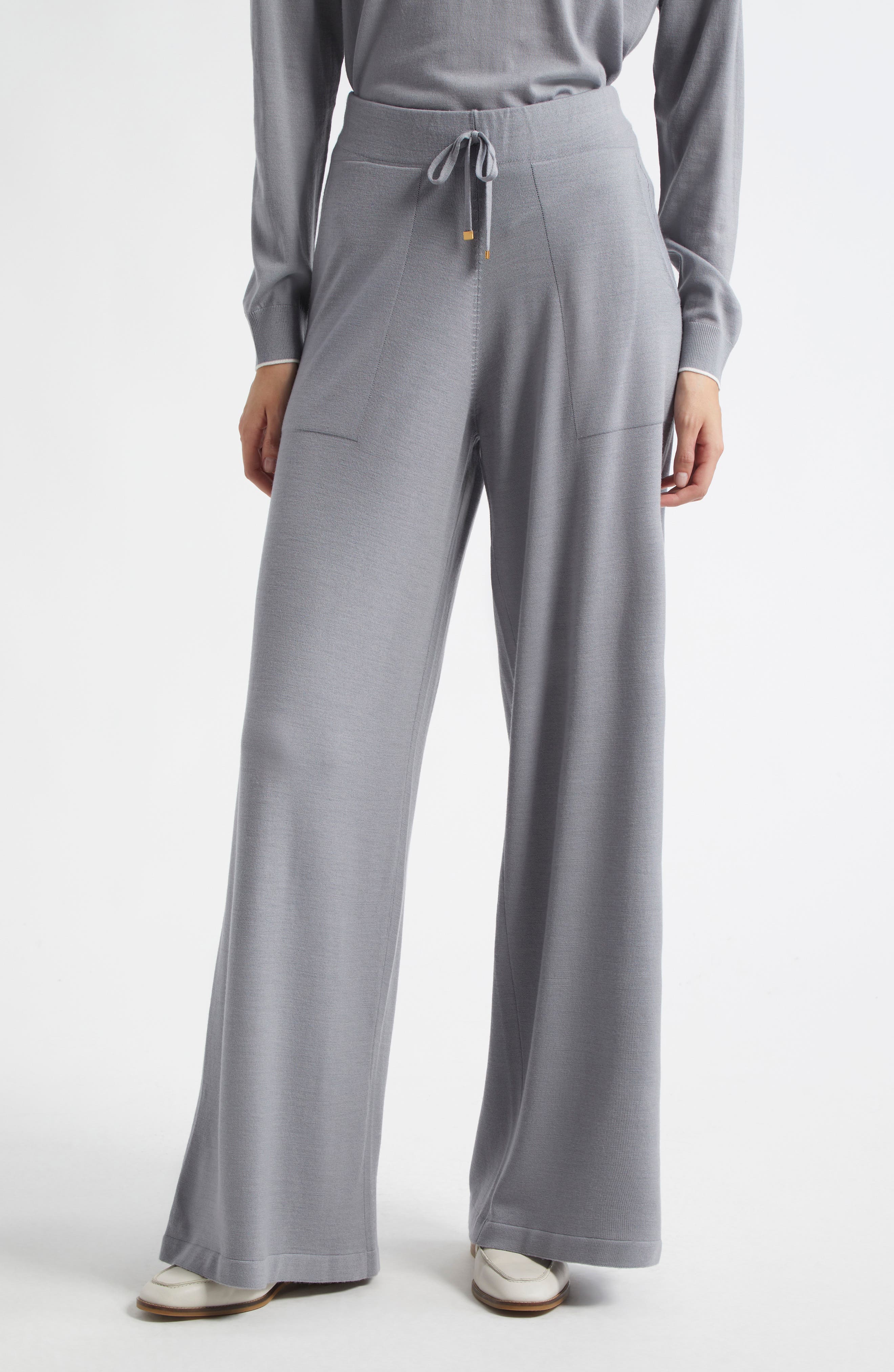 Wool Knit Drawstring Pants - image 1