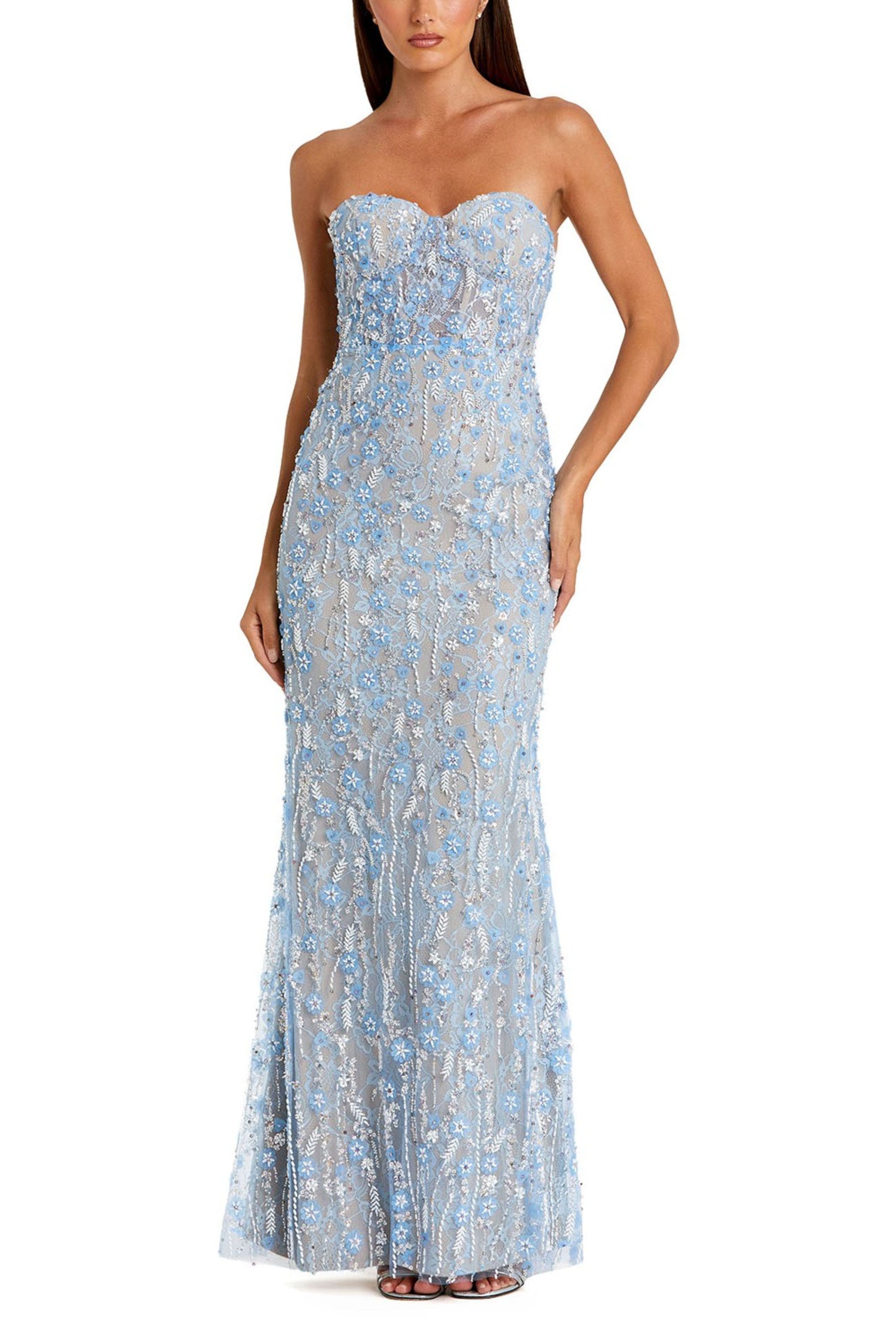 Embellished Applique Strapless Bustier Gown - image 1