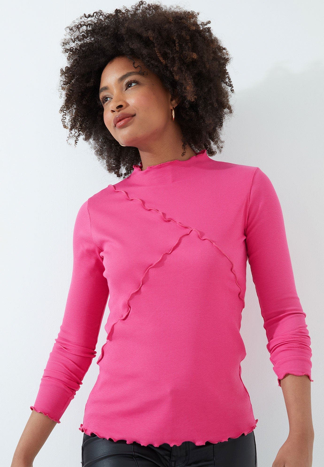 Stretch Cotton Lettuce Trim Top - image 1