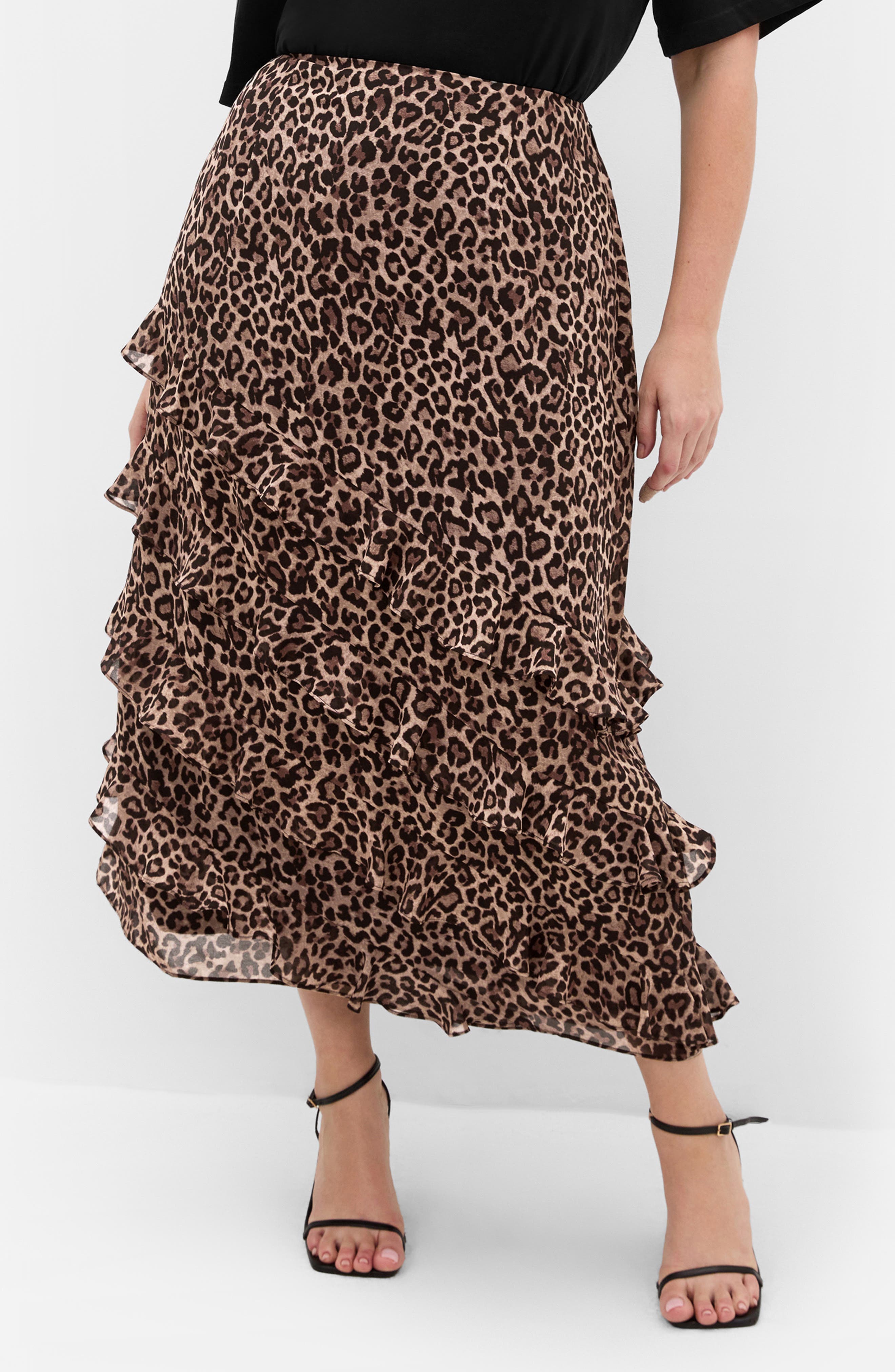 Skai Leopard Ruffle Maxi Skirt - image 1
