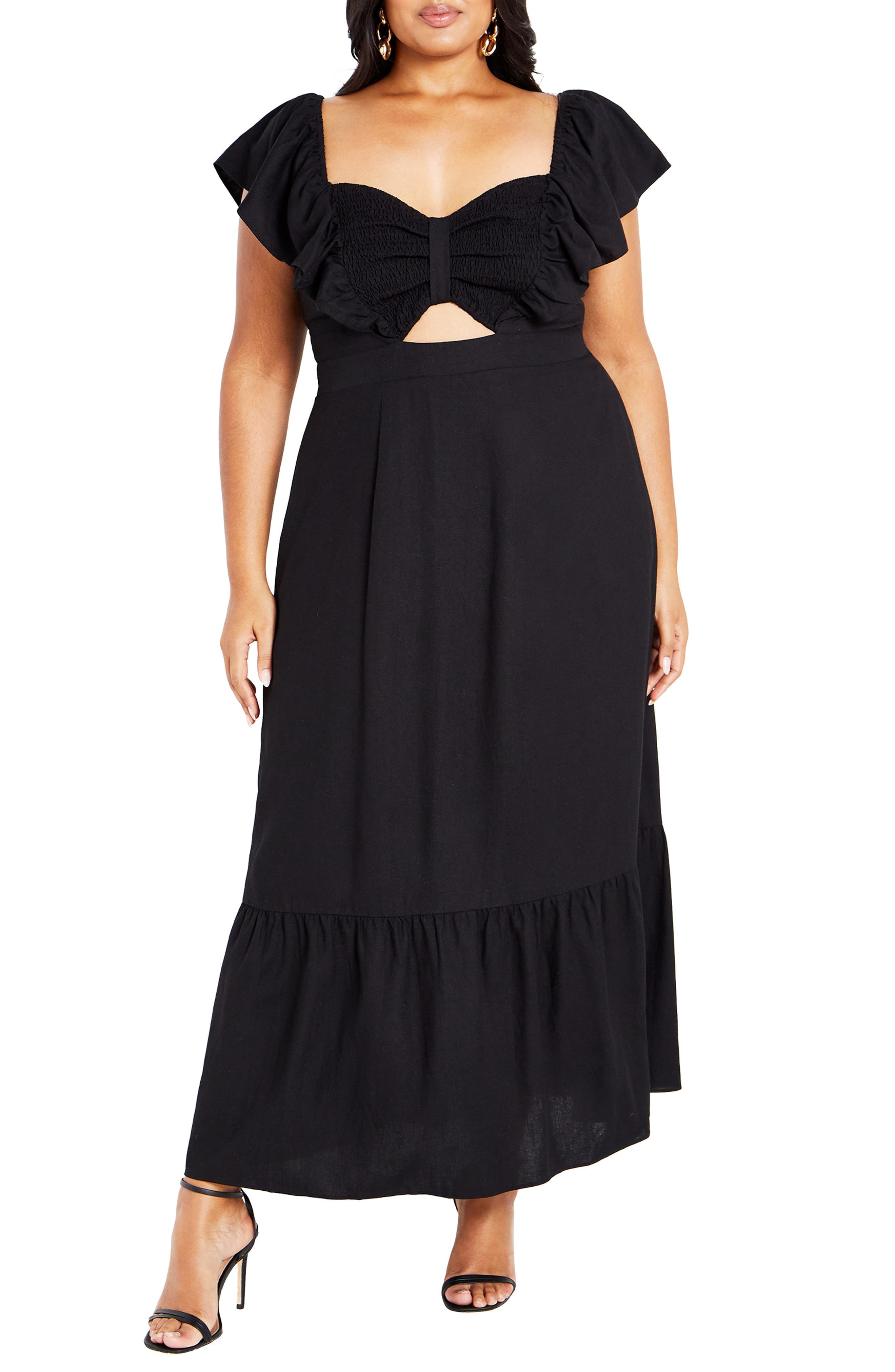 Alora Flutter Sleeve Cutout Maxi Dress - image 1