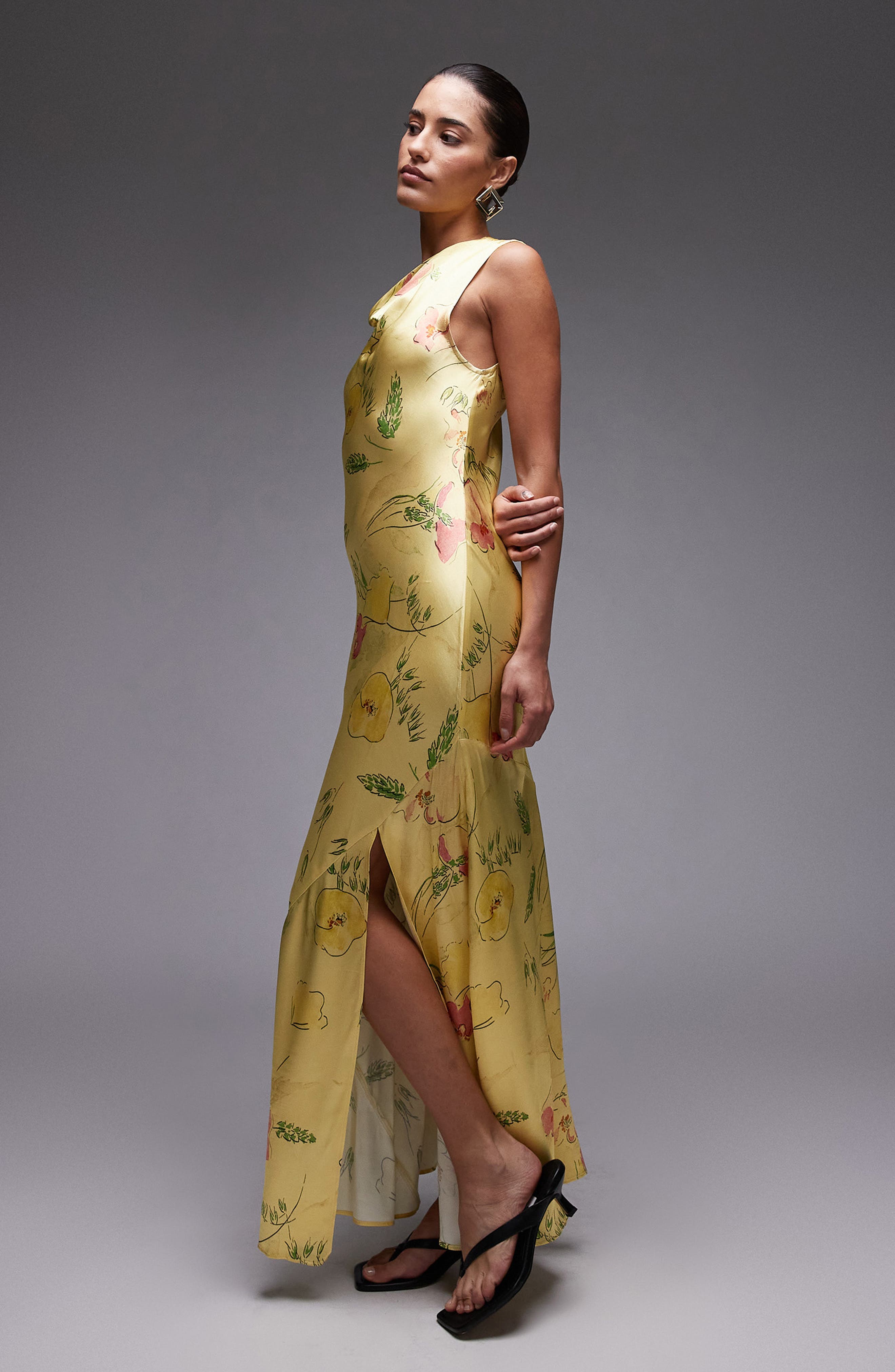 Drape Neck Sleeveless Maxi Dress - image 1