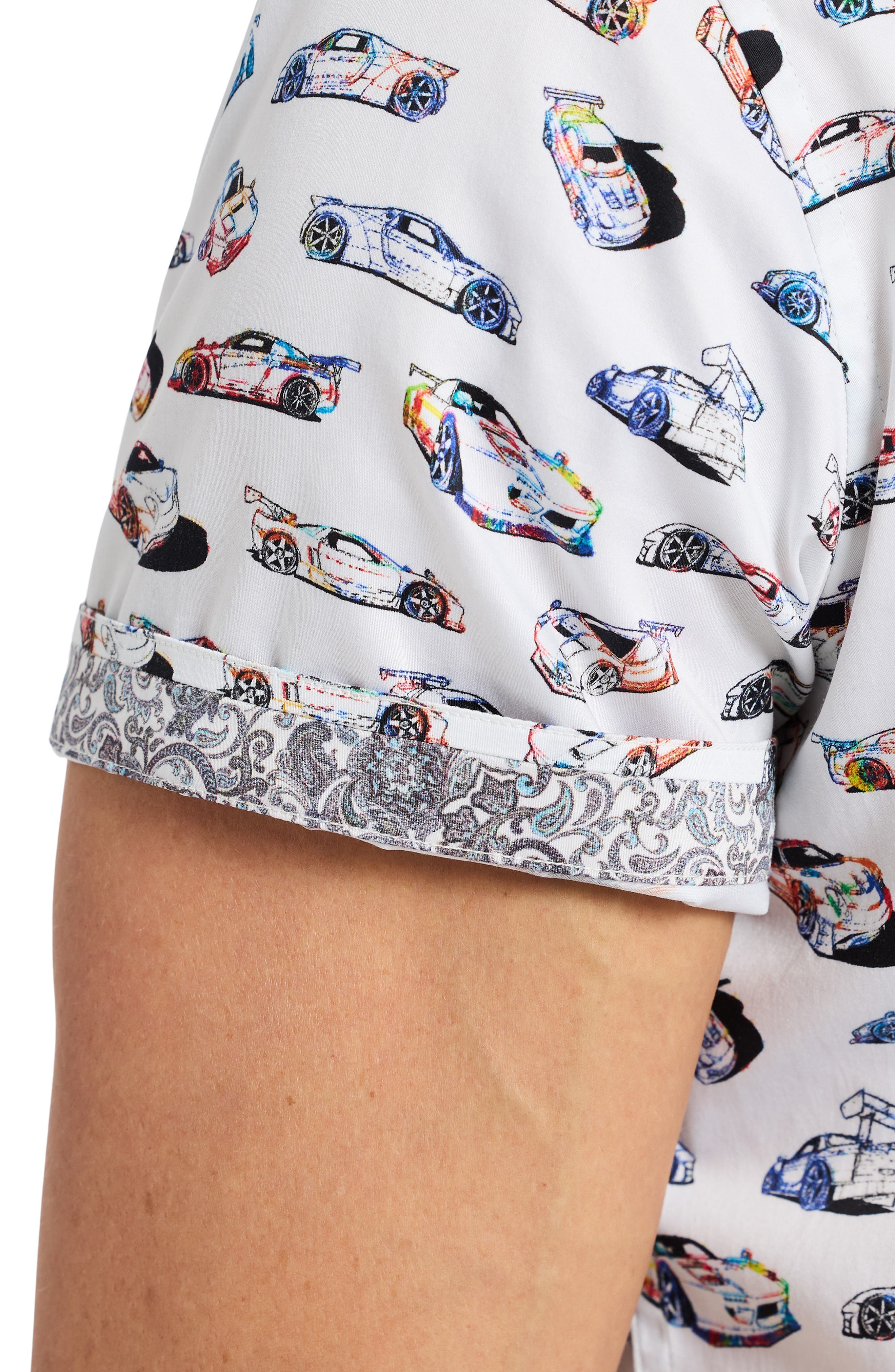 Neon Wheels Short Sleeve Cotton Button-Up Shirt - image 2