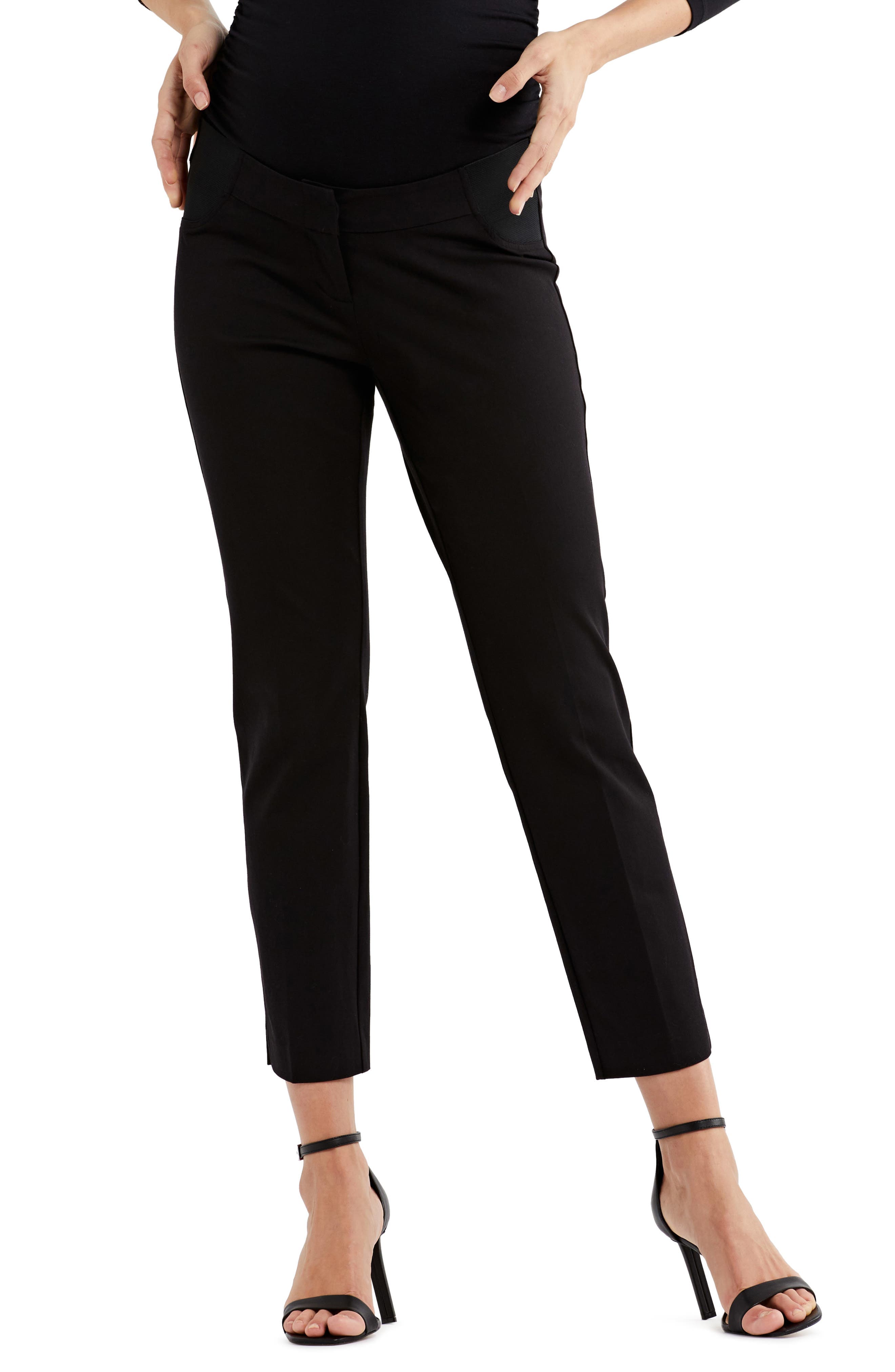 Curie Maternity Side Panel Slim Cotton Blend Ankle Trousers - image 1