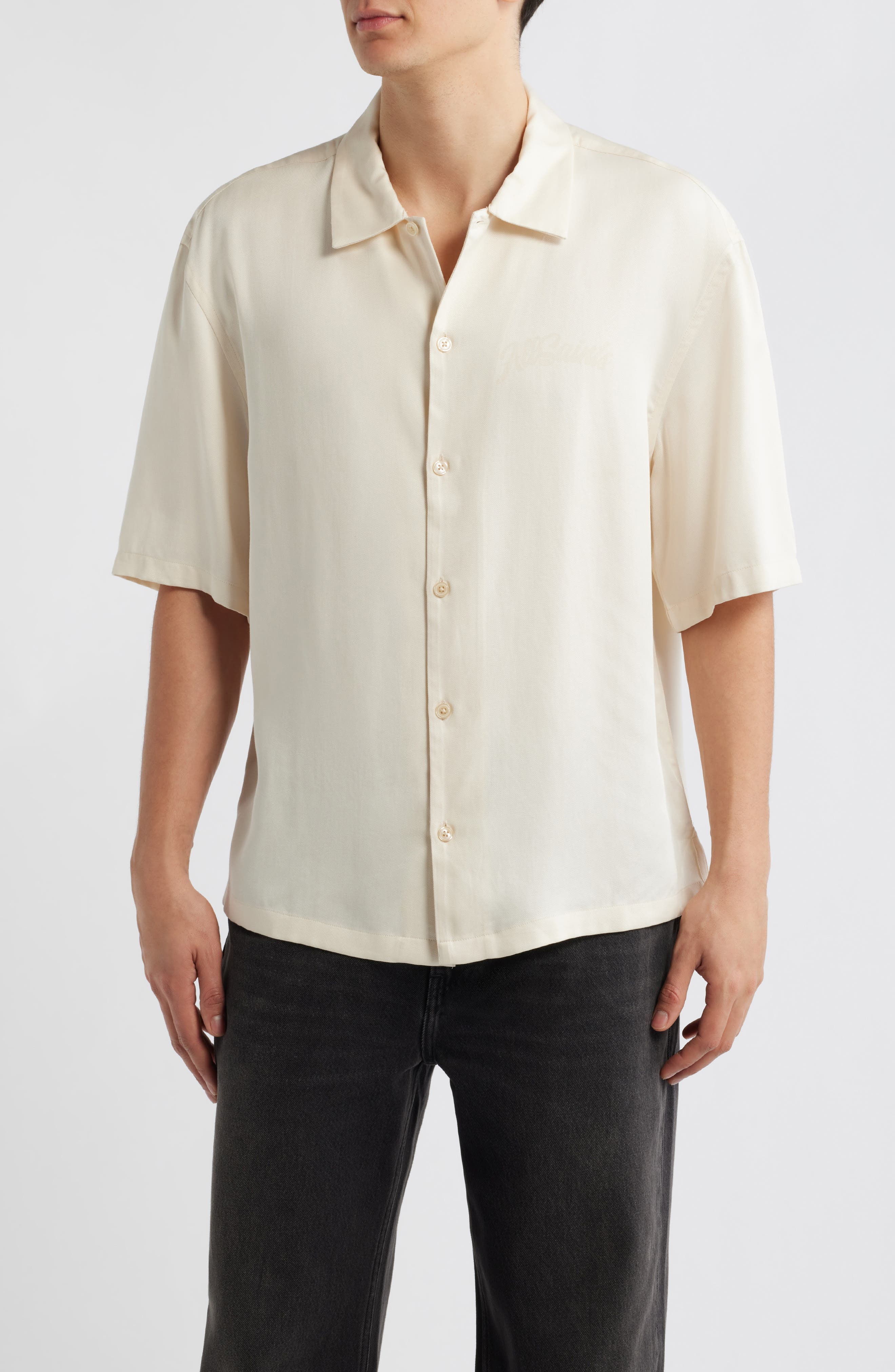 Circe Logo Graphic Oversize Short Sleeve Button-Up Shirt - image 5