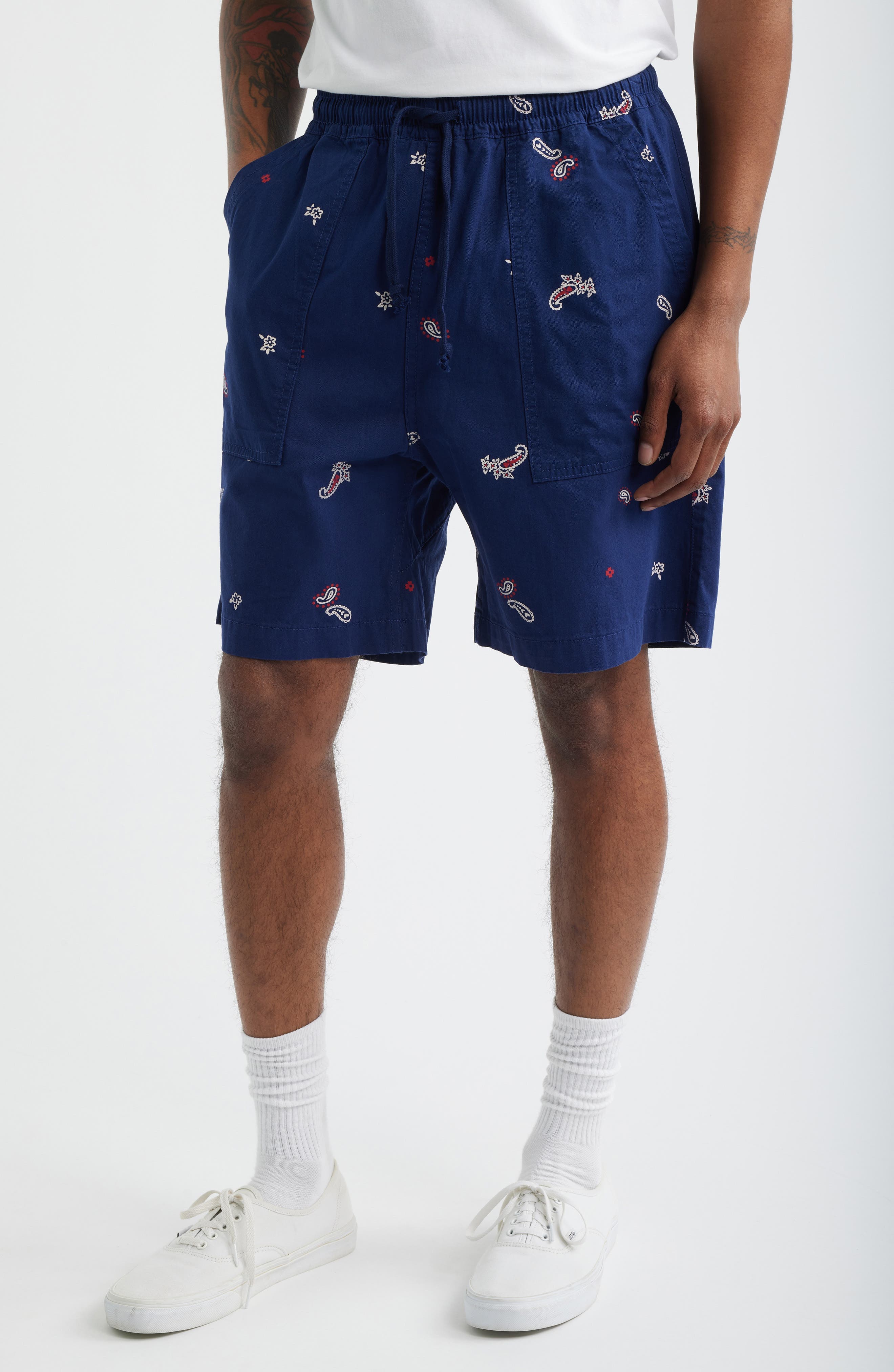 Paisley Organic Cotton Poplin Drawstring Chef Shorts - image 3