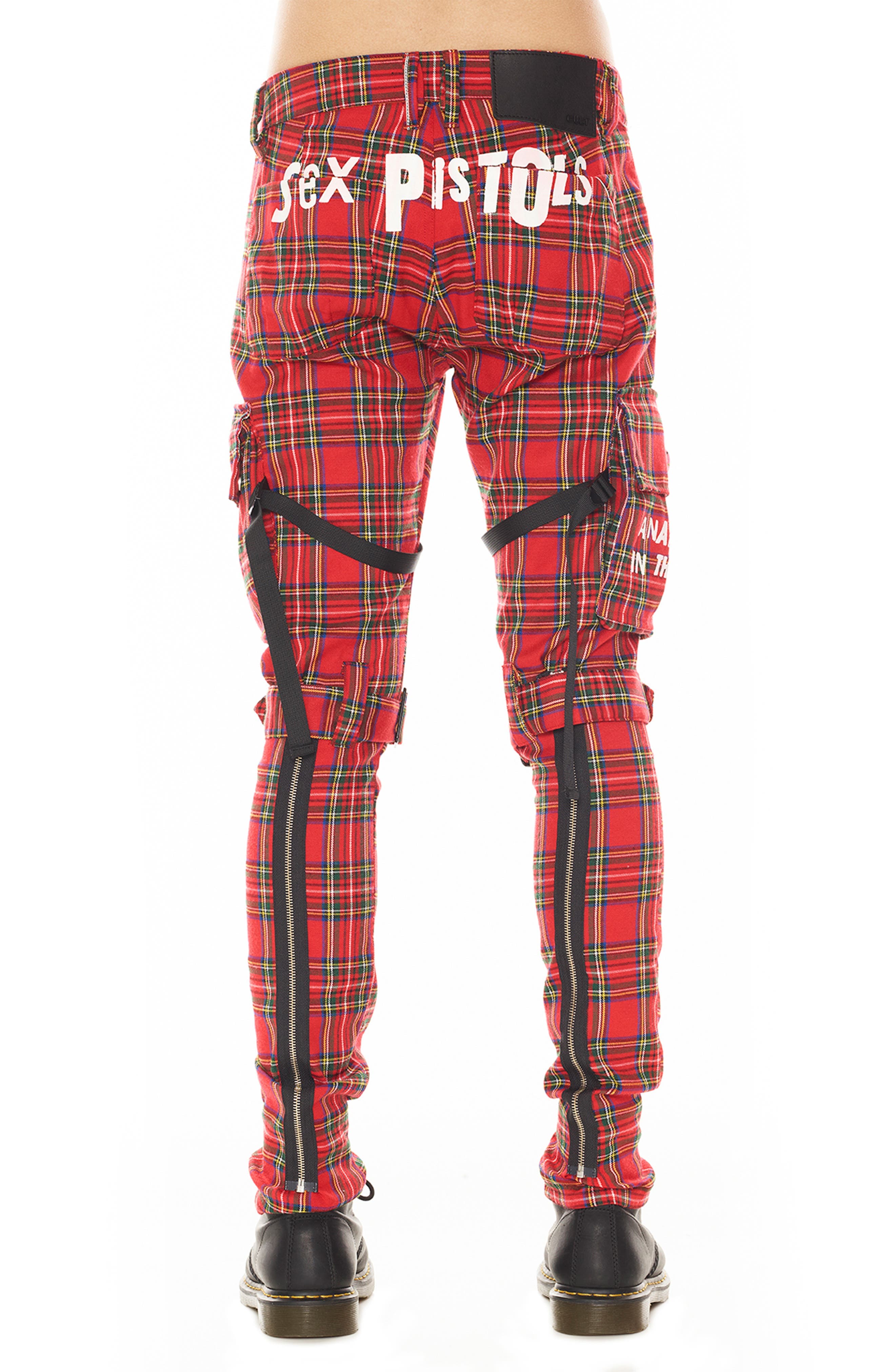 Rocker Sex Pistols Plaid Slim Leg Cargo Pants - image 2
