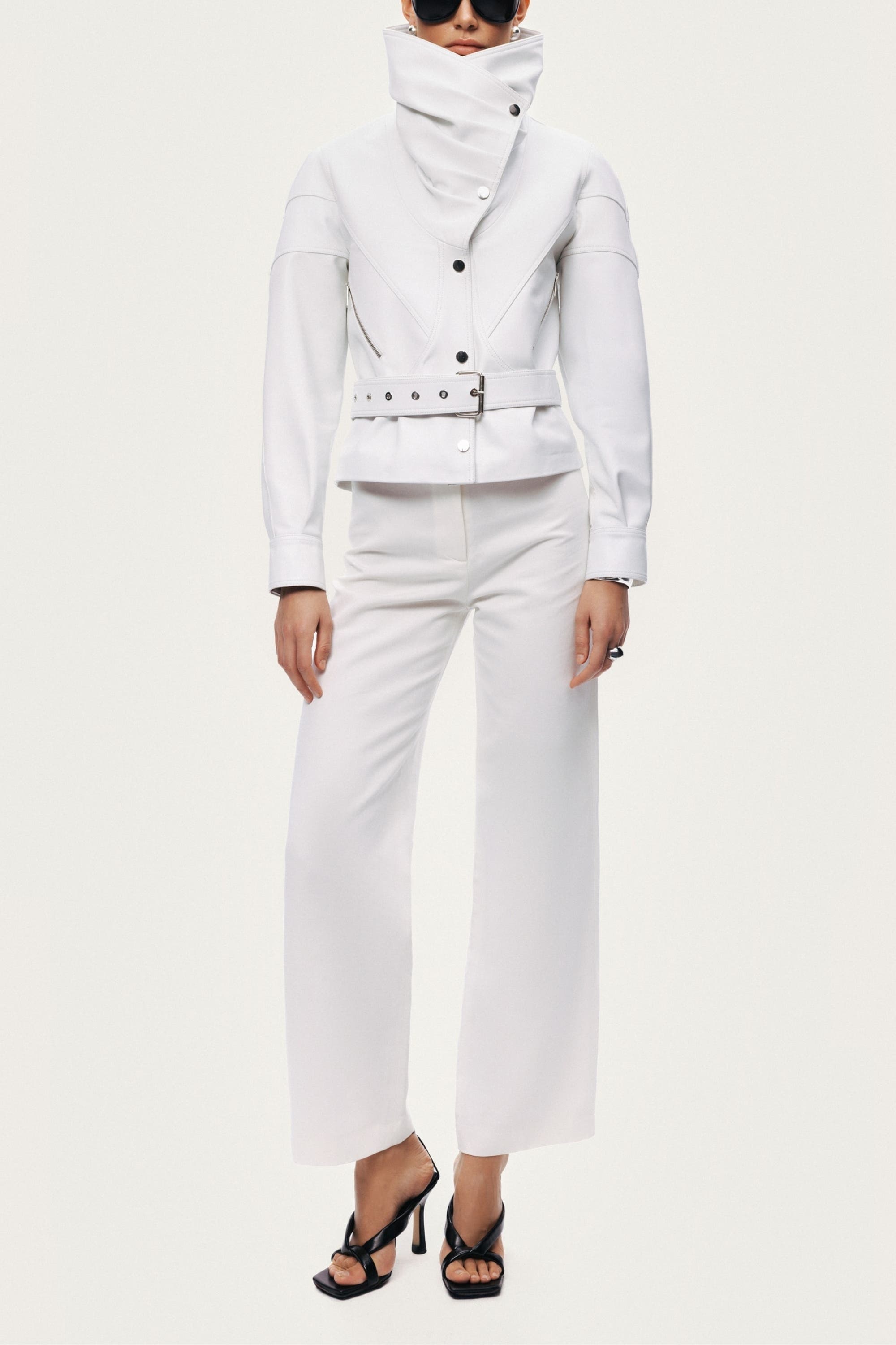 High-Neck Belted Jacket - image 2